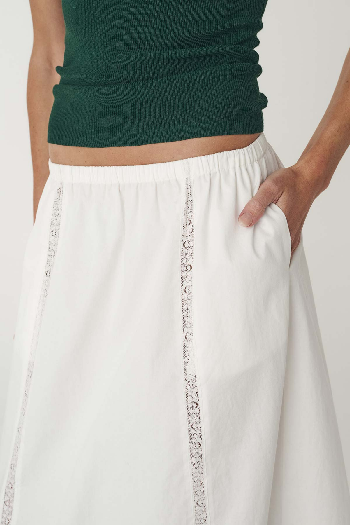 Suri Lace Midi Skirt - Bone