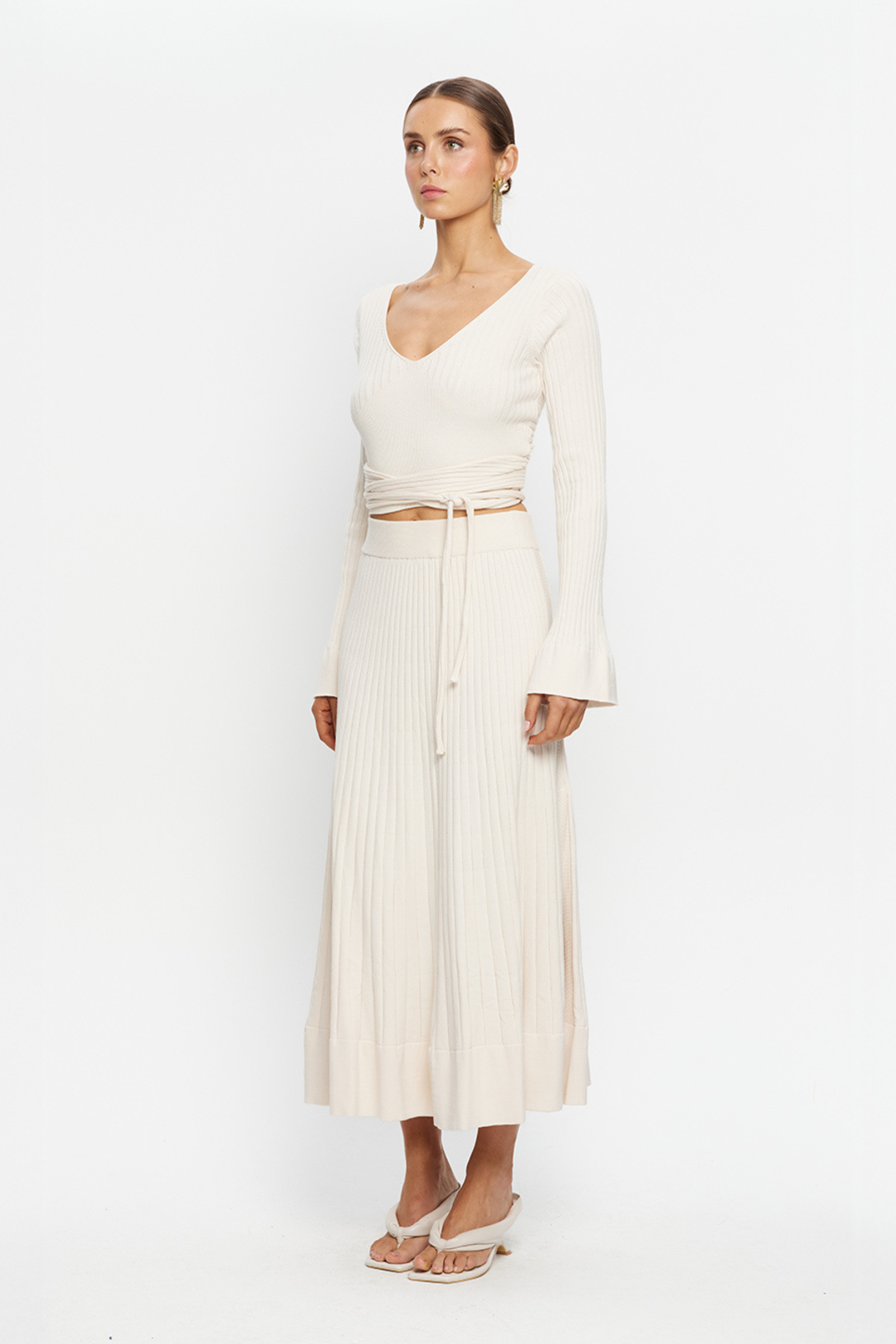 Daphne Rib Knit Skirt - Cream