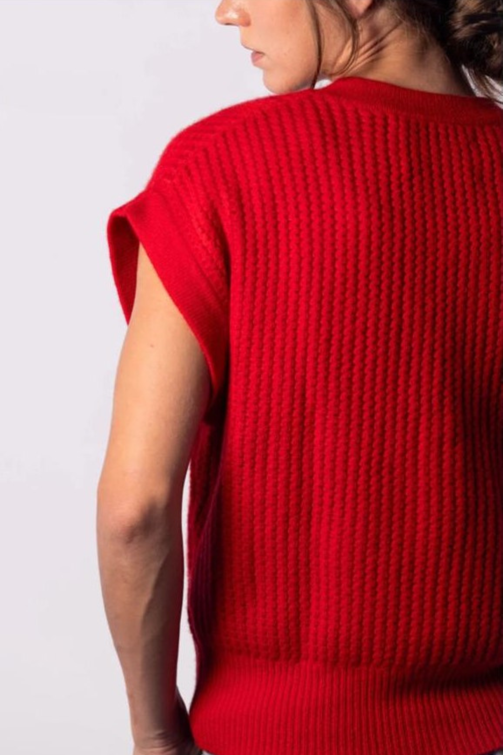 Sleeveless Cardigan - Red