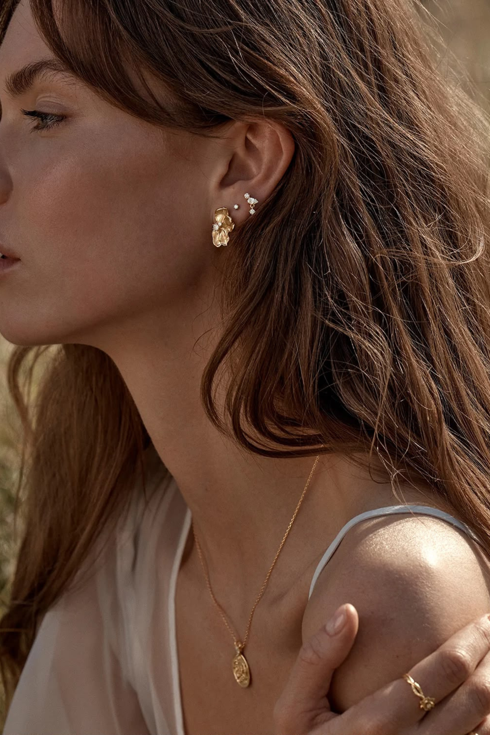 Serene Lotus Statement Earrings - Gold