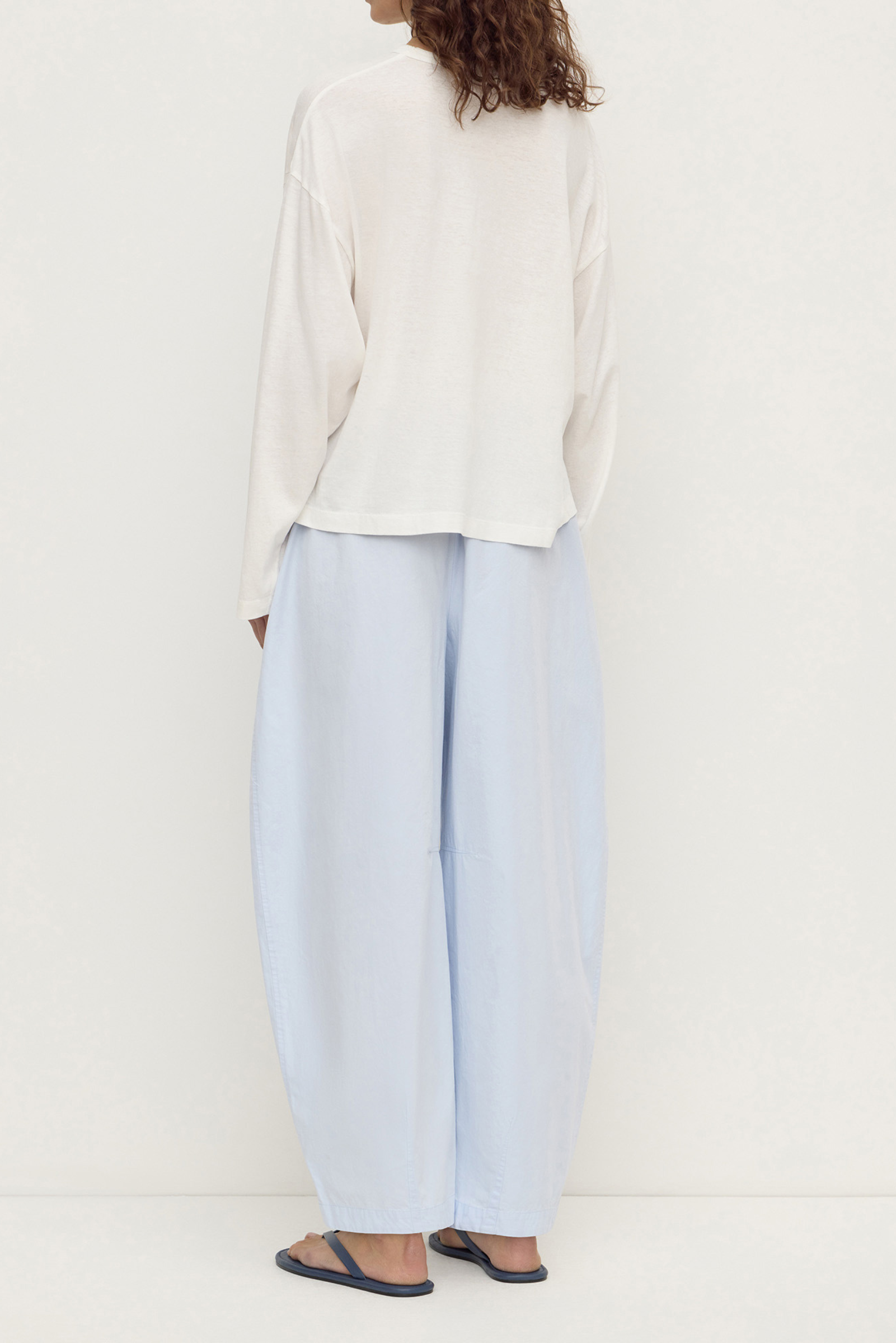 Elaine Washed Cotton Pants - Powder Blue