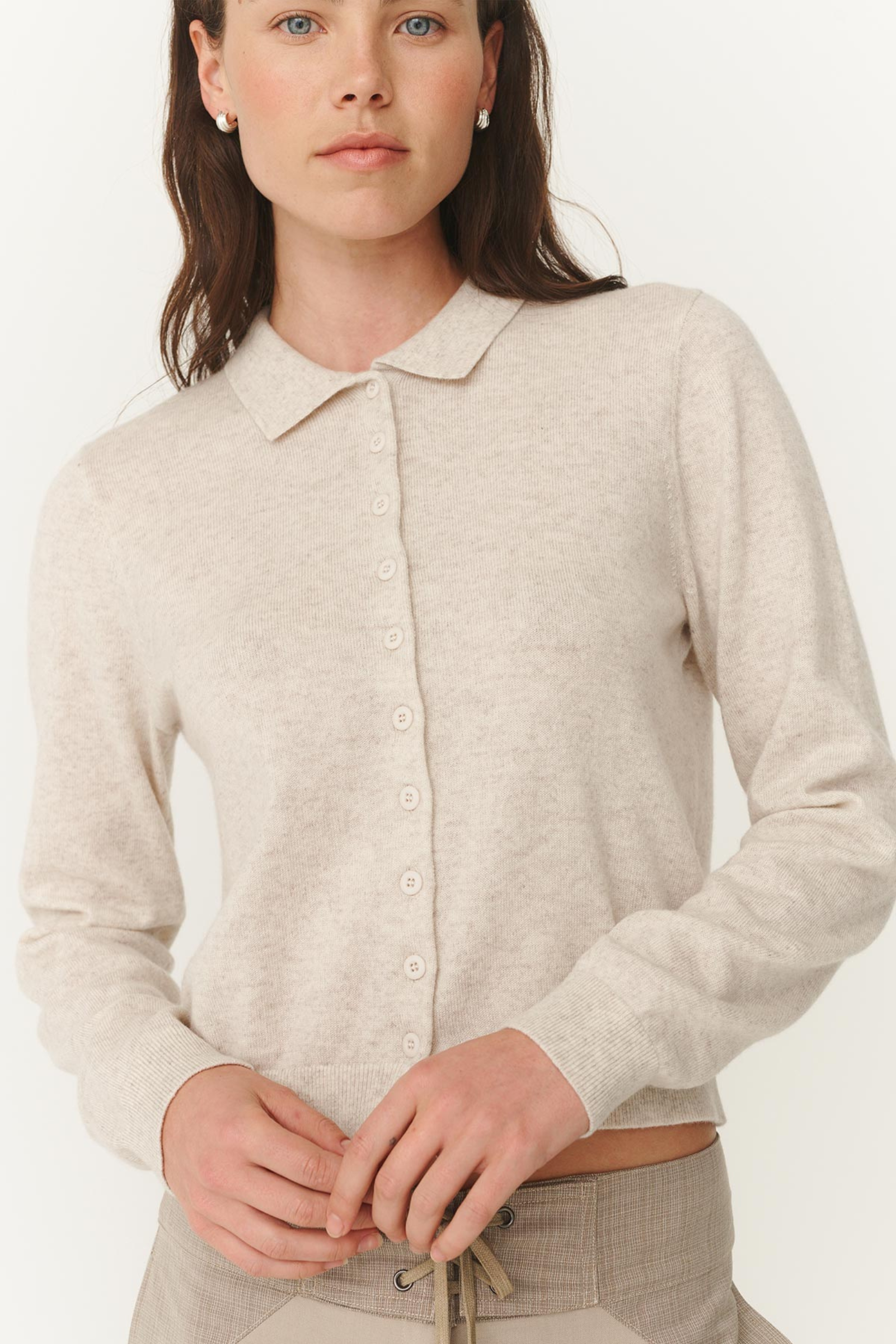 Celia Merino Knit Cardigan - Oat Marle