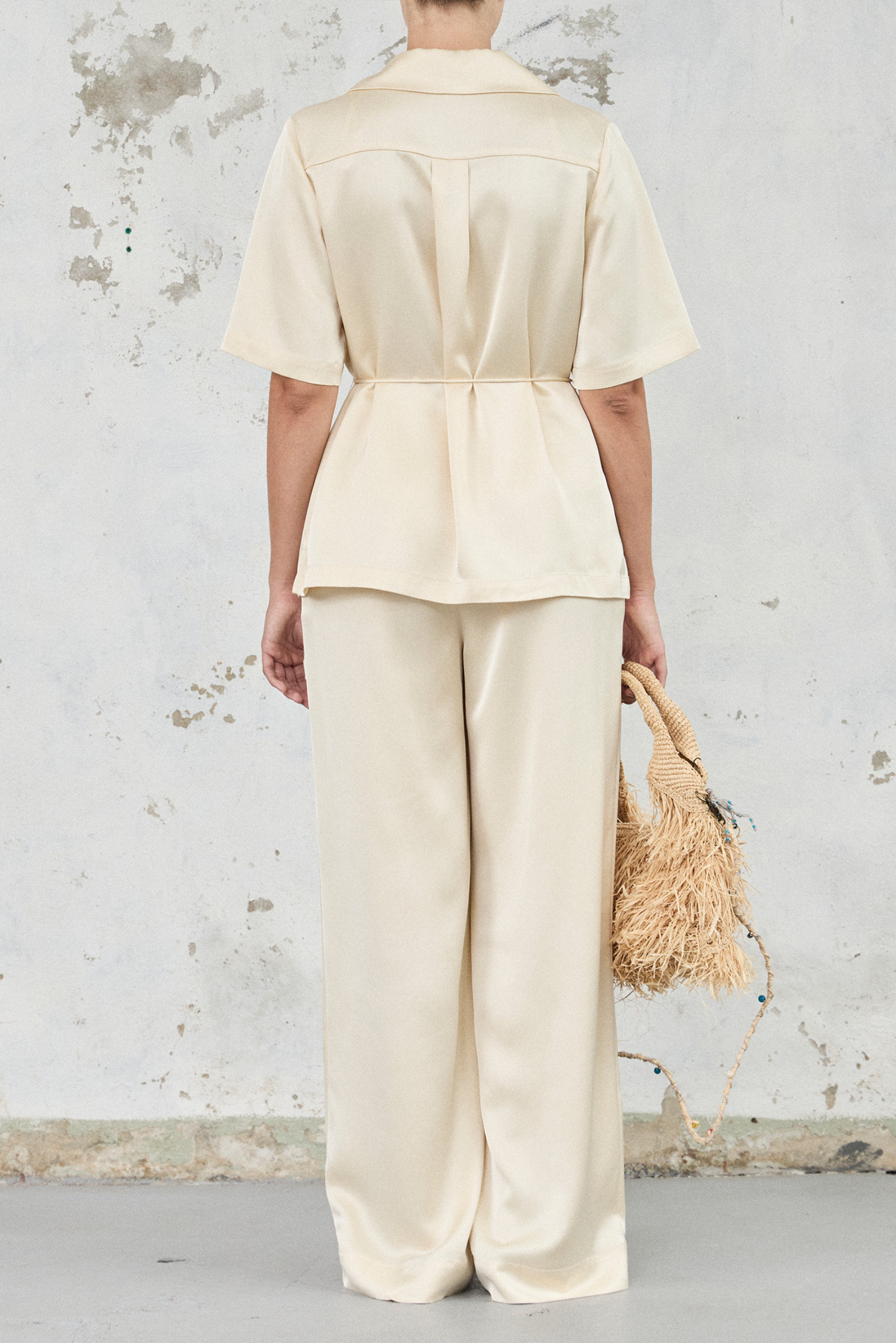 The Satin Relaxed Pants - Butter