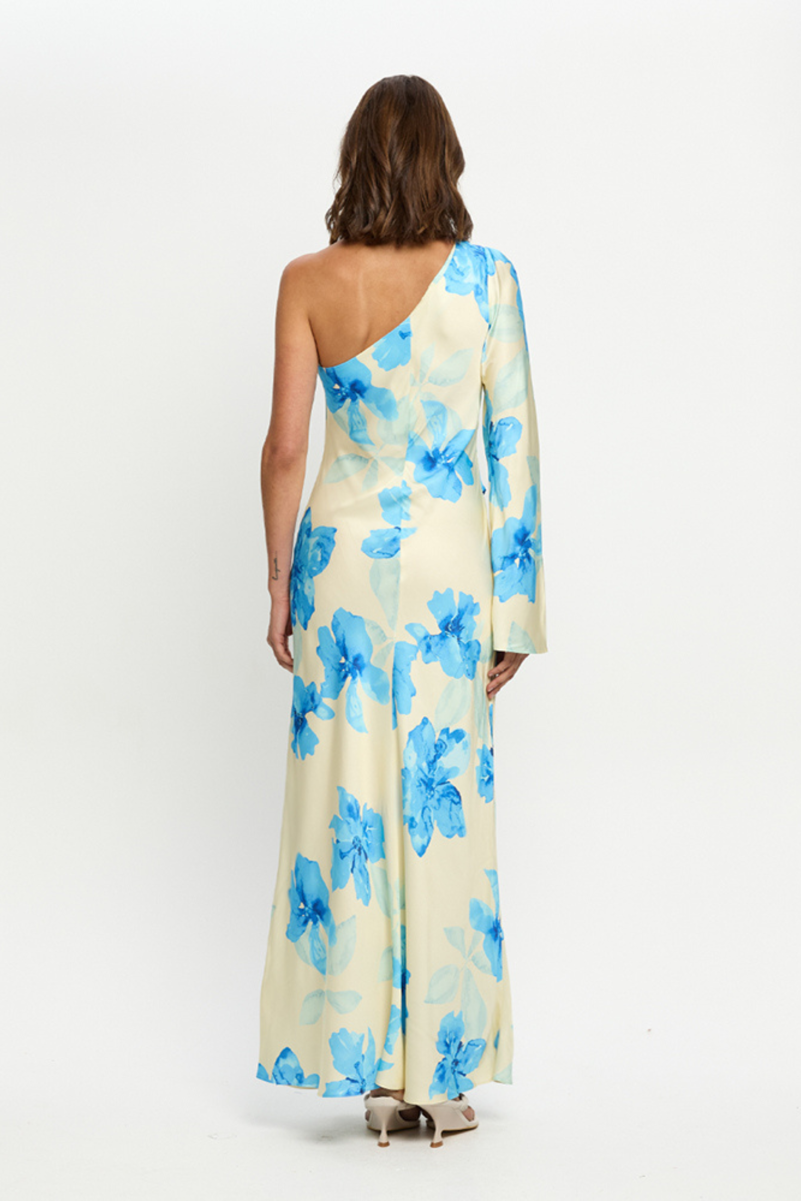 Sophie One Shoulder Maxi Dress - Yellow Blue