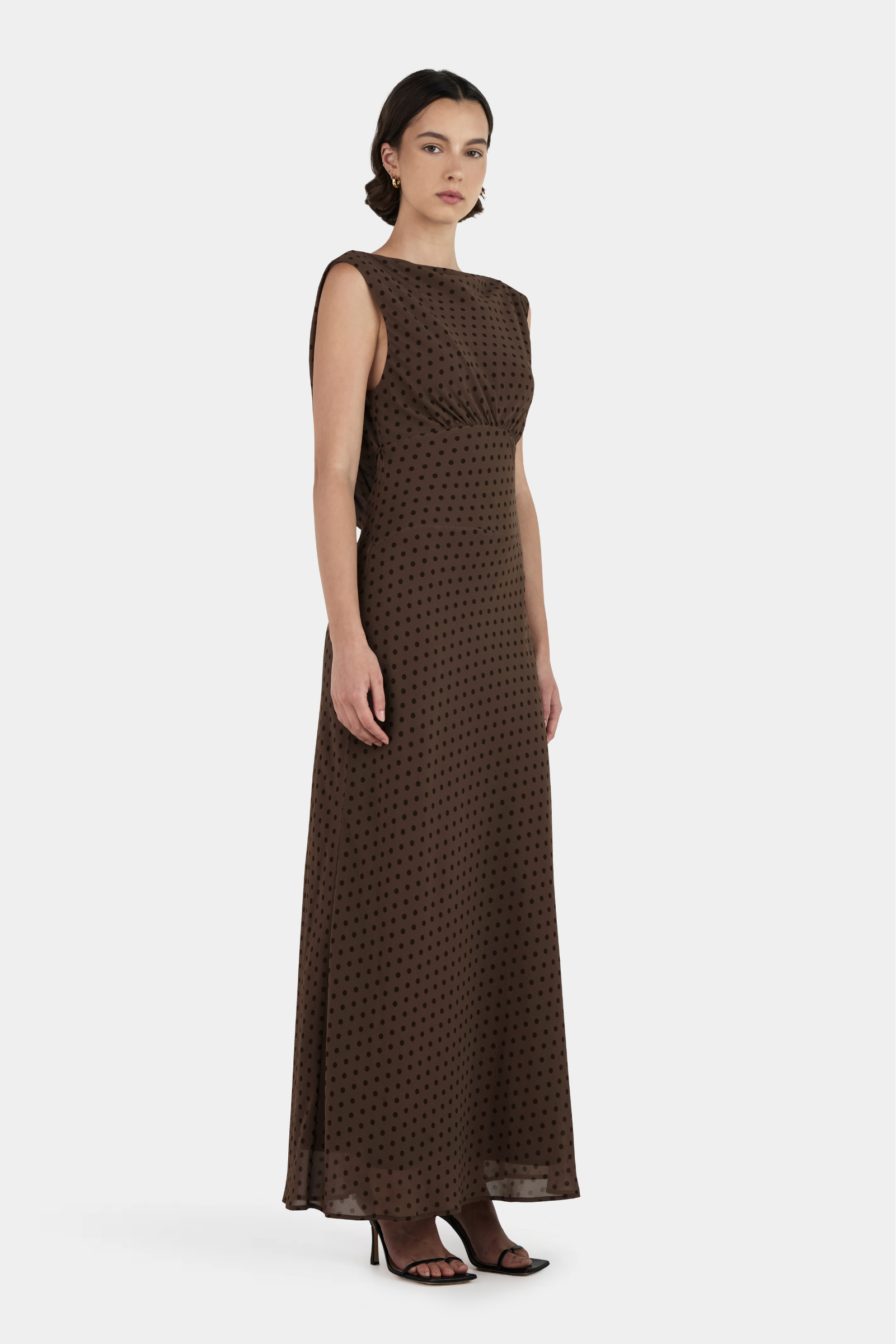 Carmela Bias Dress - Choc Polka Dot
