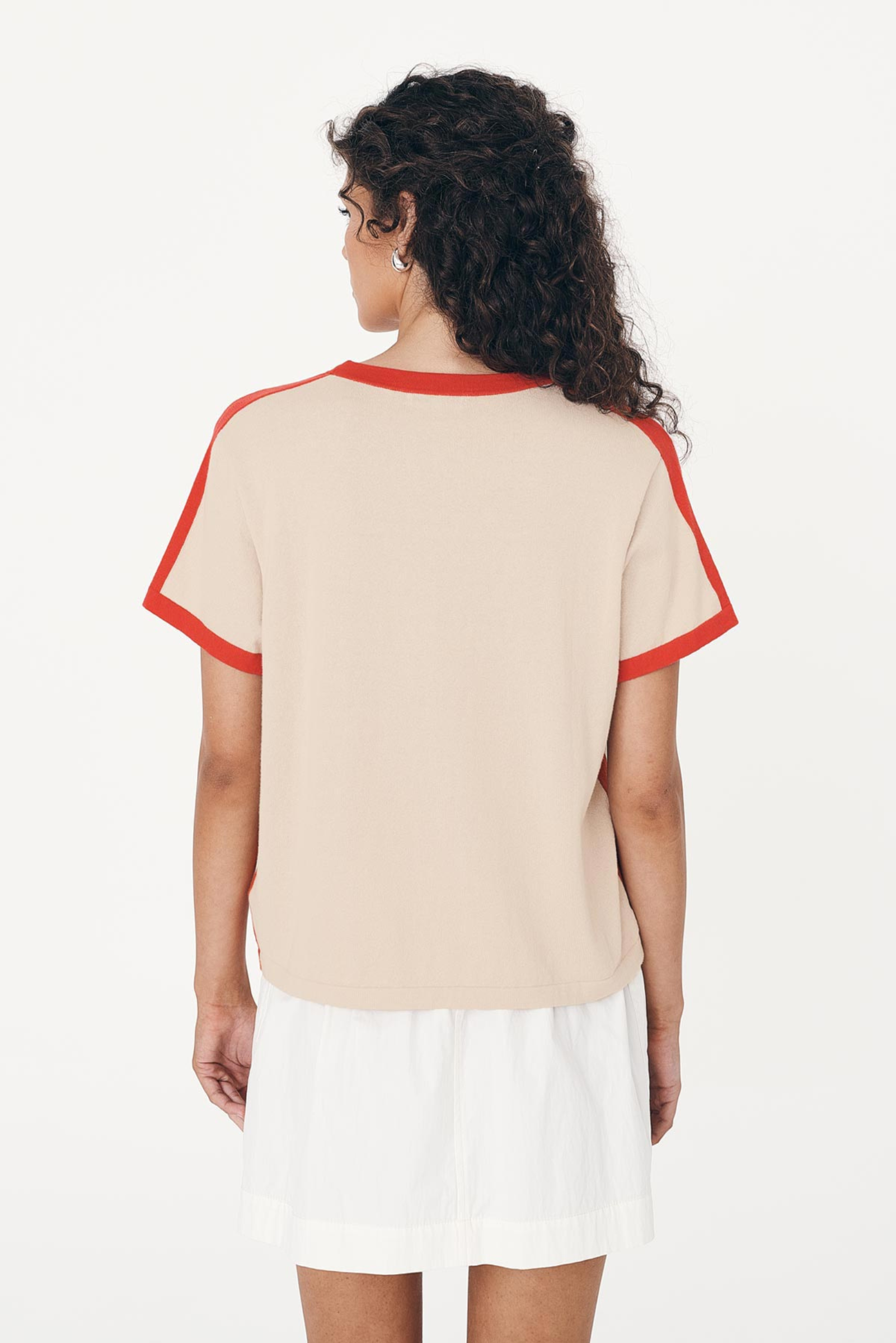 Rania Contrast Knit Tee - Spiced Latte