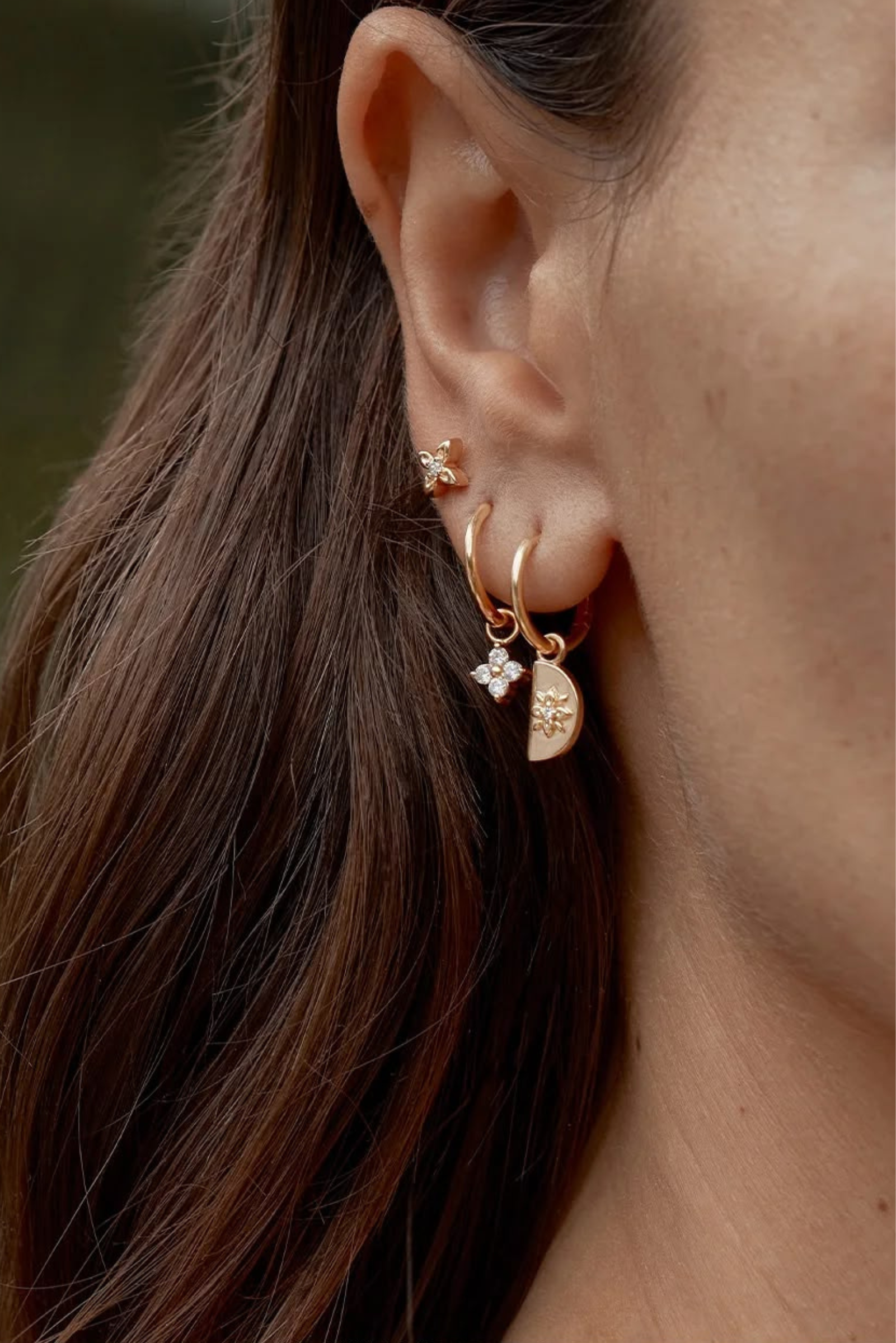 Crystal Bloom Hoops - Gold
