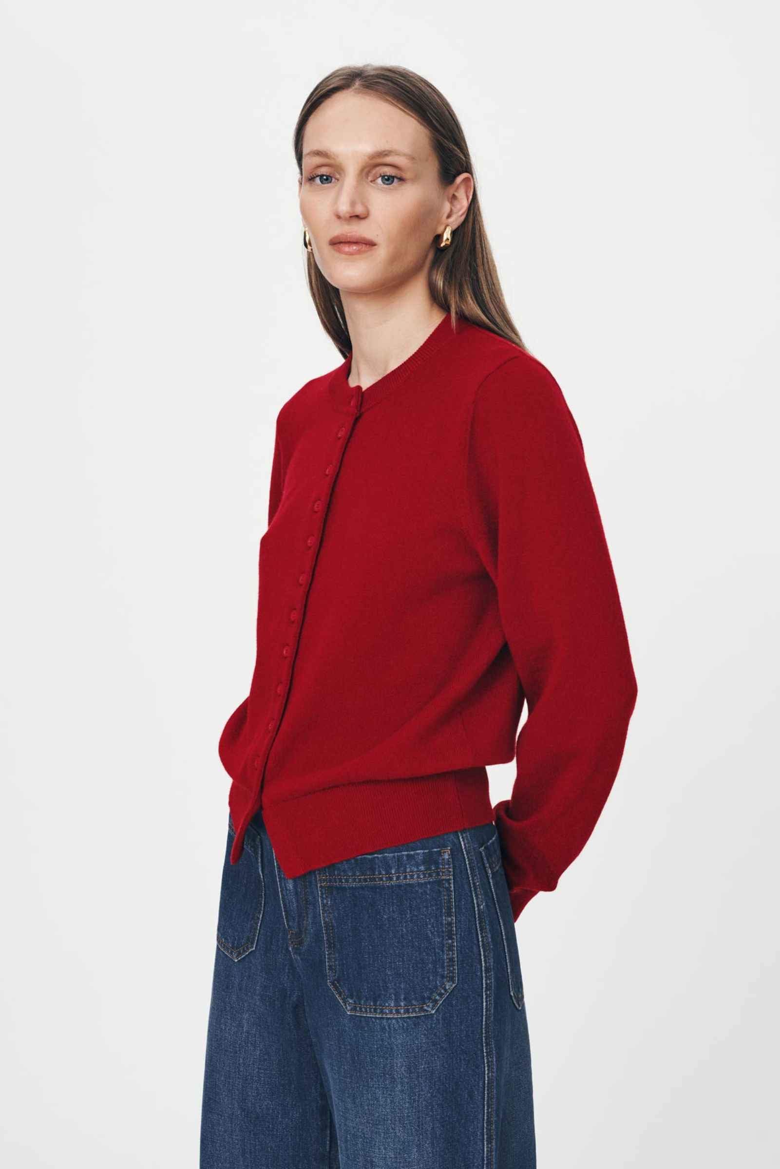 Maeve Merino Knit Cardigan - Rust Red
