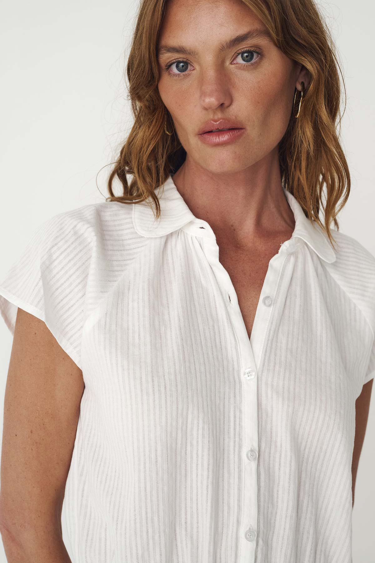Allie Peplum Blouse - Bone