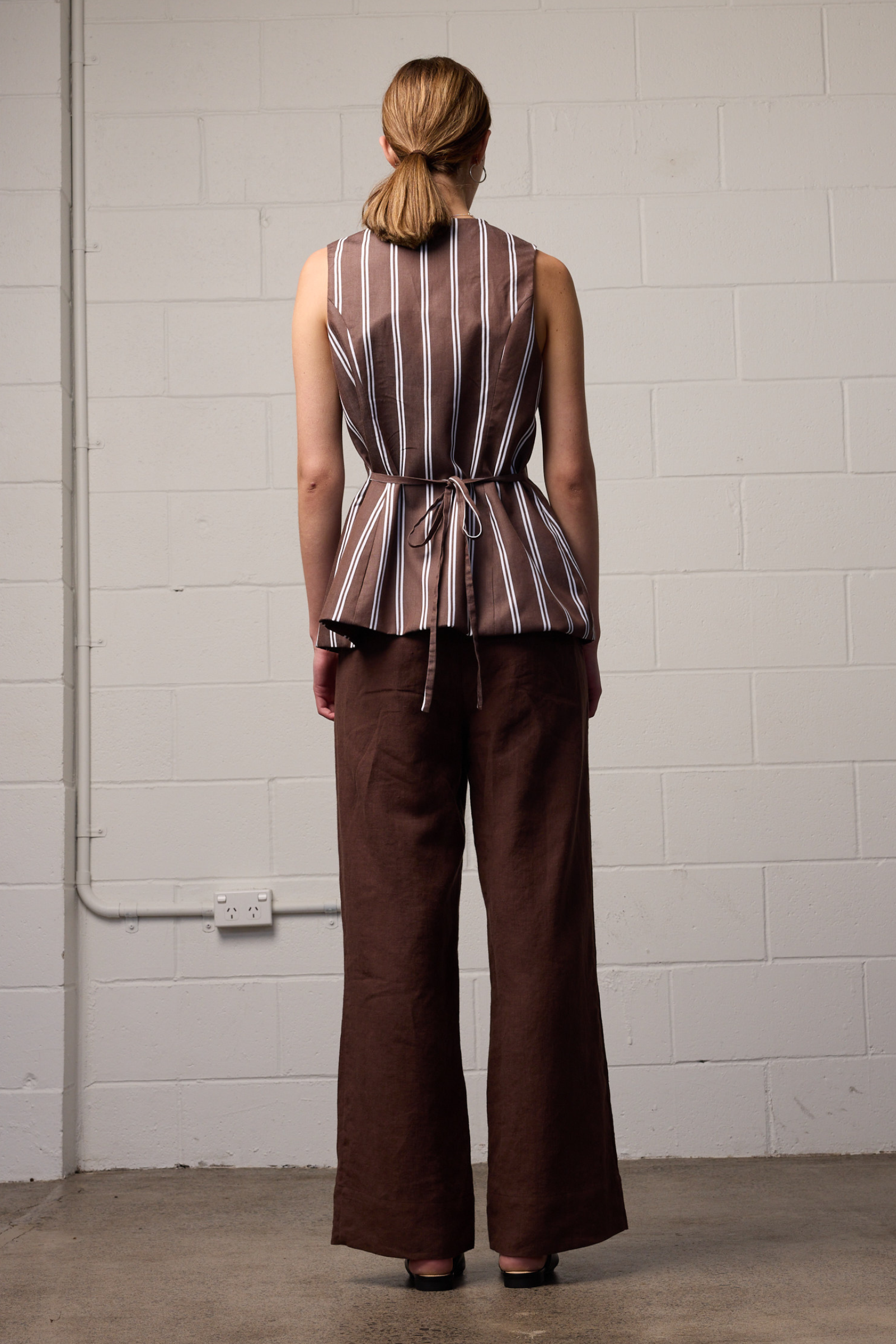 Coco Vest Top - Brown Stripe