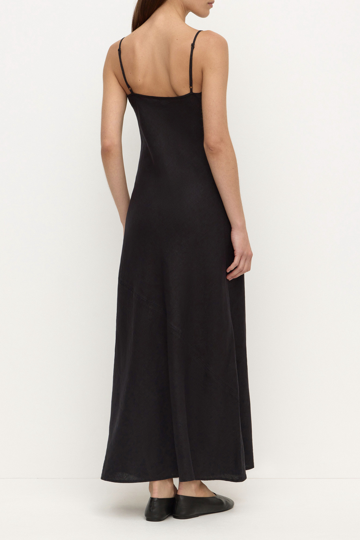 Colette Linen Slip Dress - Black