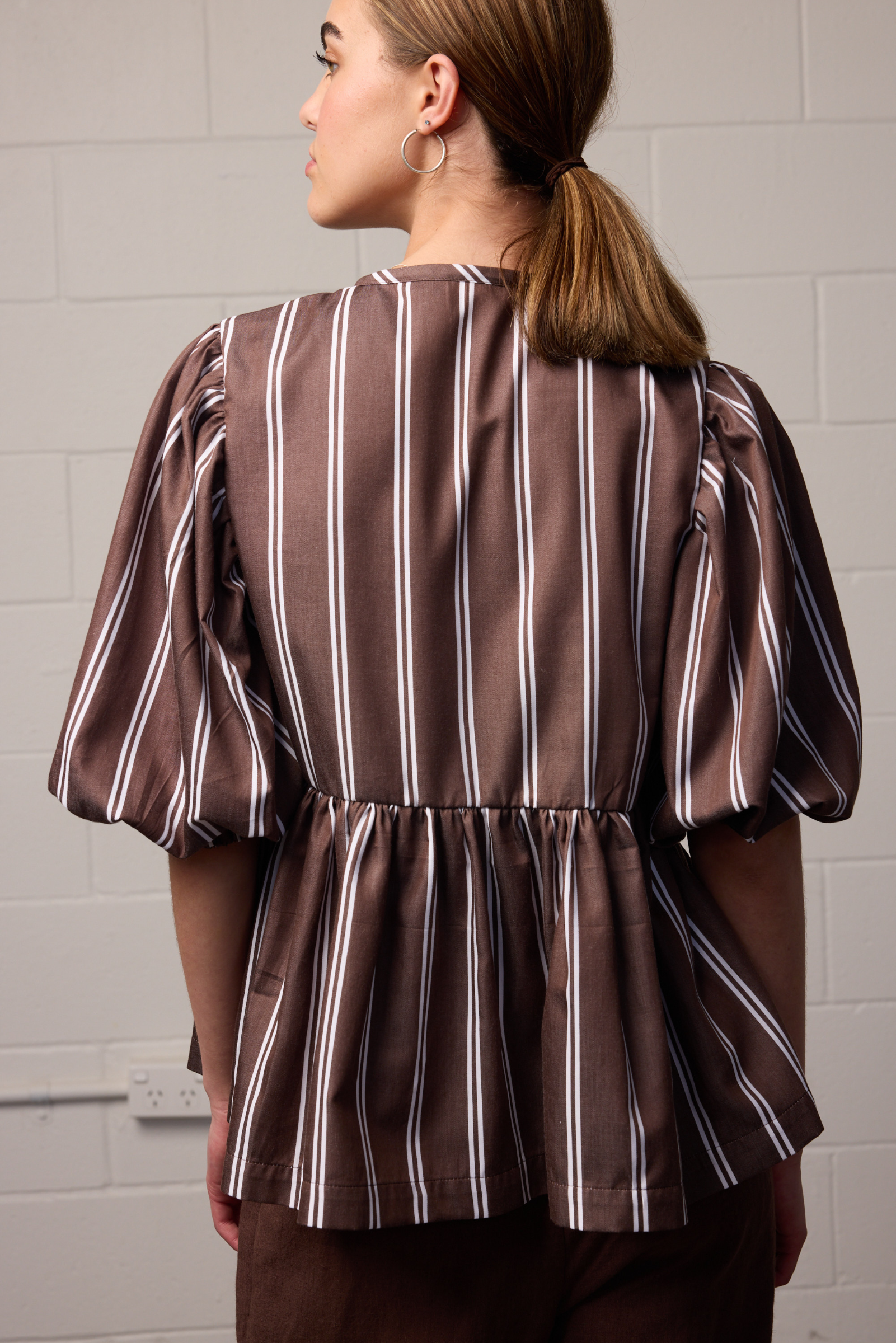 Coco Tie Top - Brown Stripe
