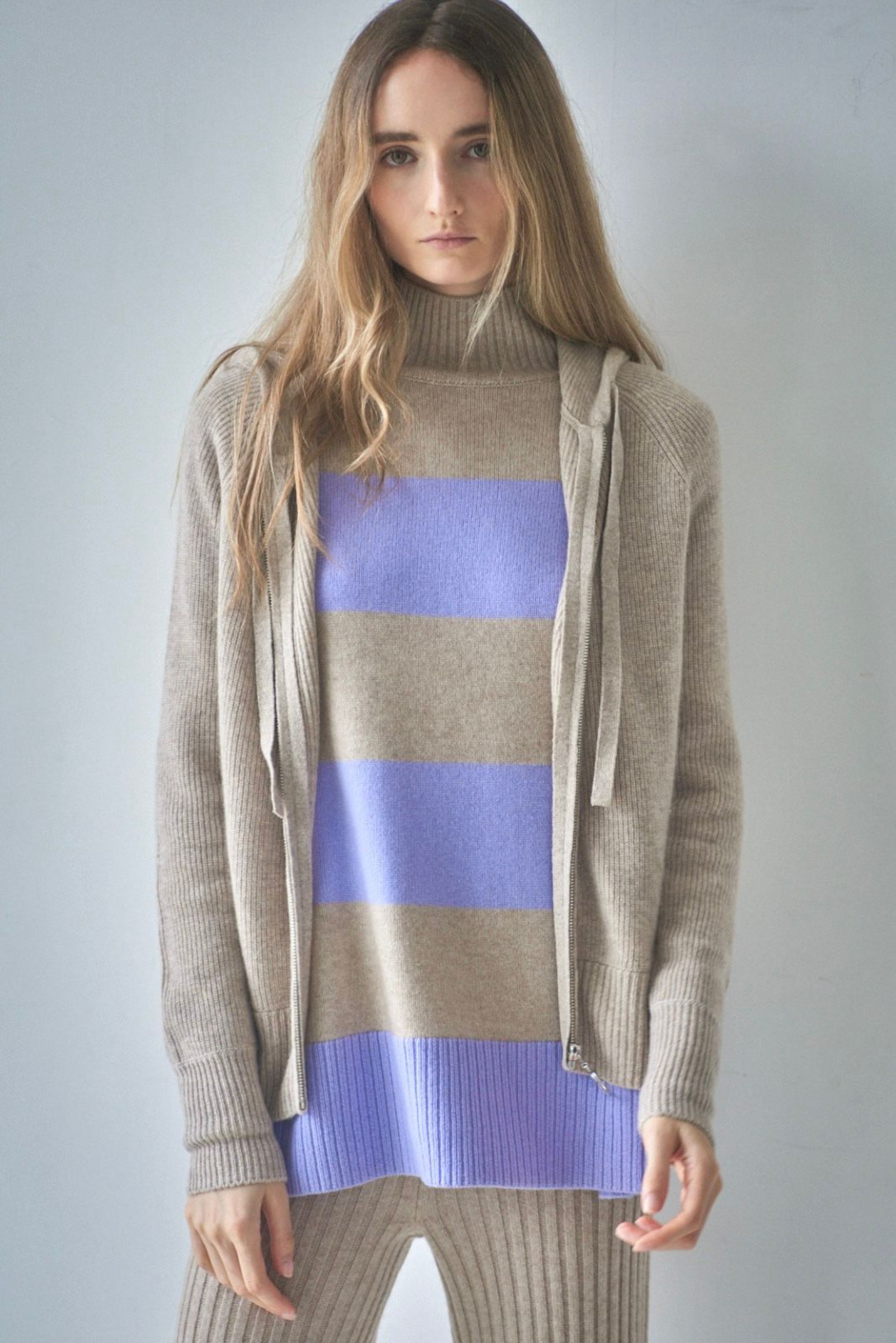 Cashmere Blend Striped Jumper N.06 - Champagne/Iris