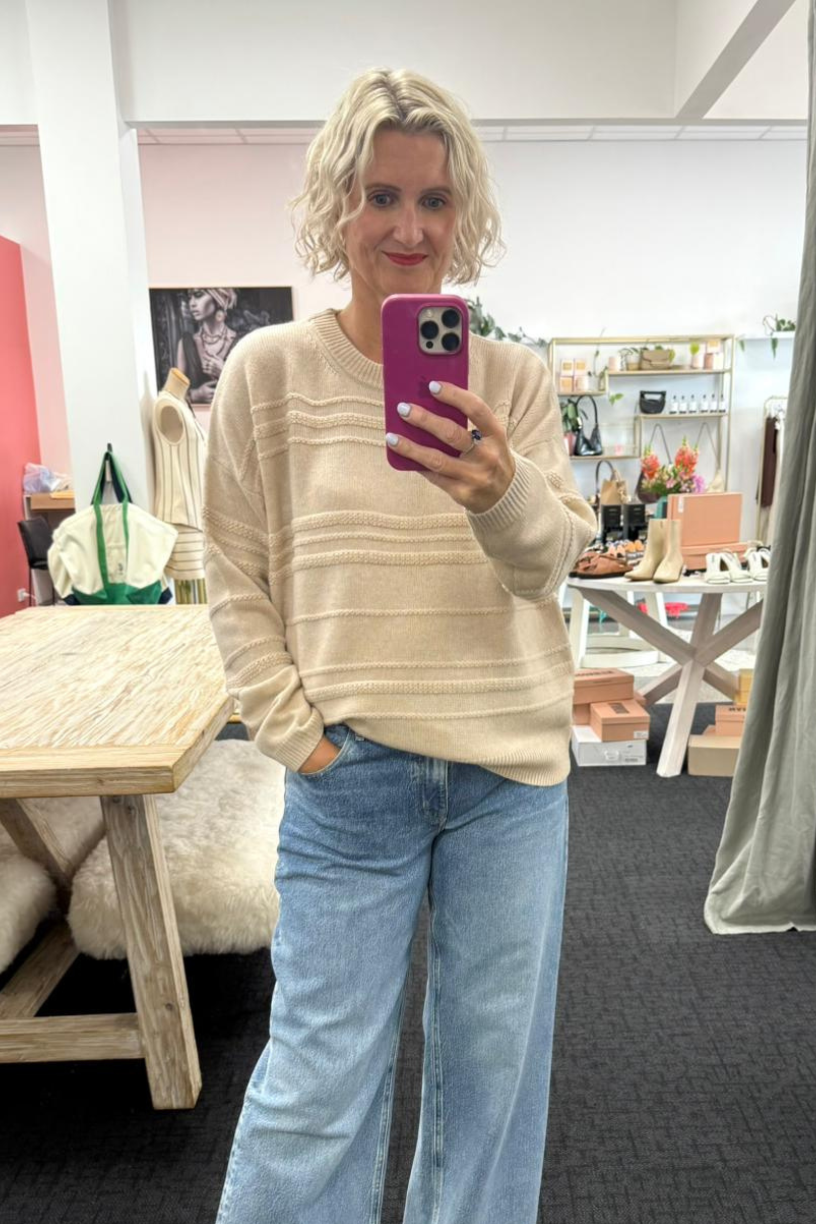 Put back online Cashmere Blend Pullover N330W - Shell Beige