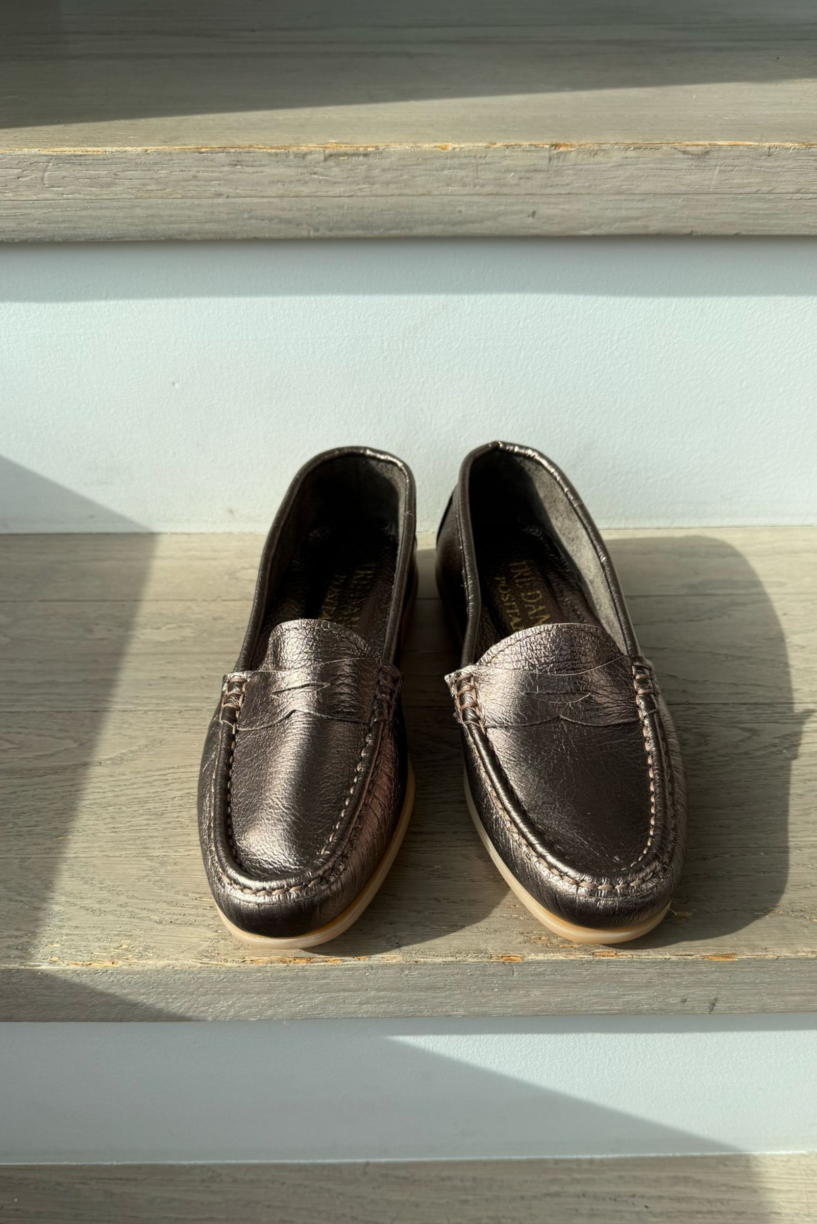 Italian Leather Loafers - Bronze