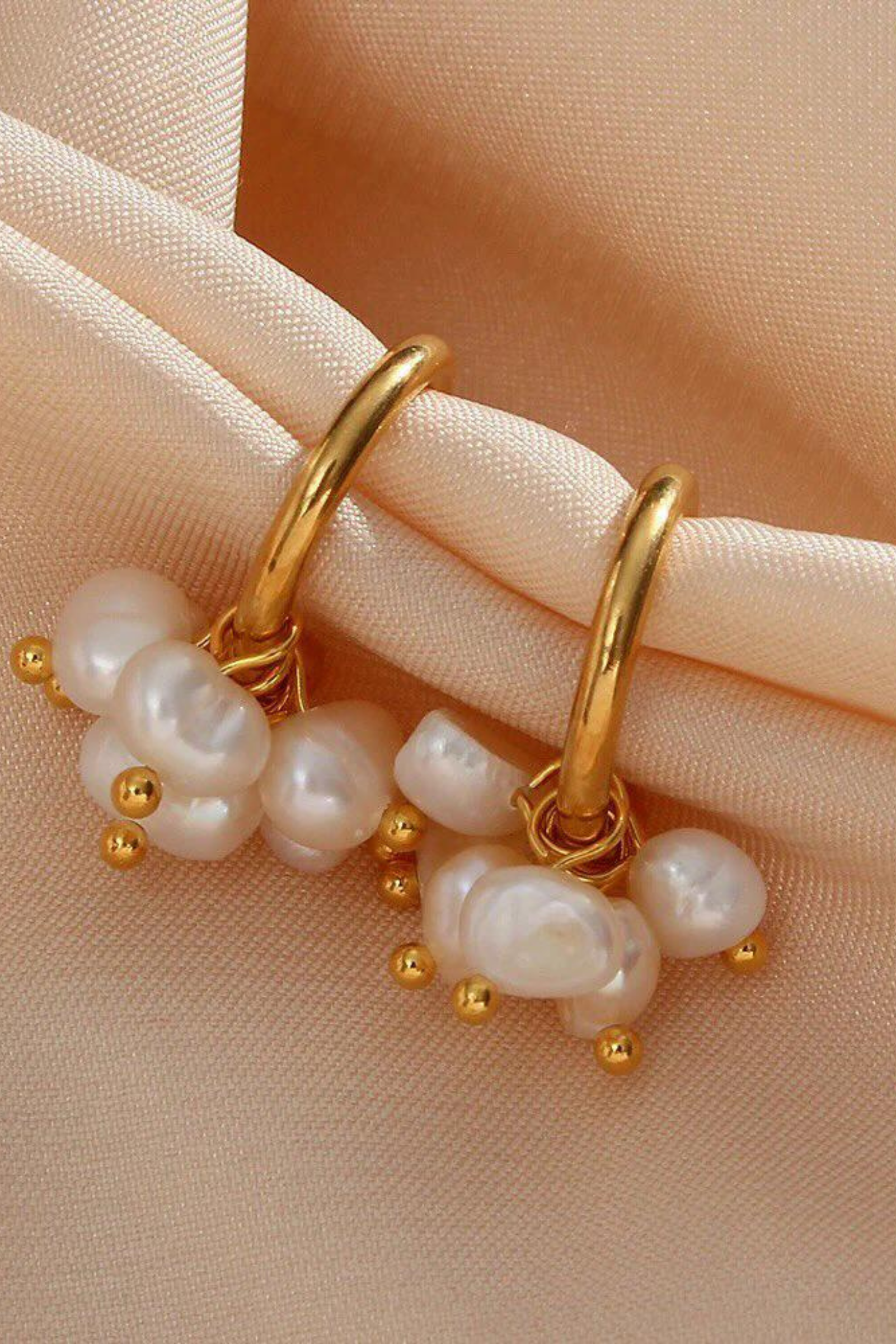 Freshwater Pearl Hoops - Gold