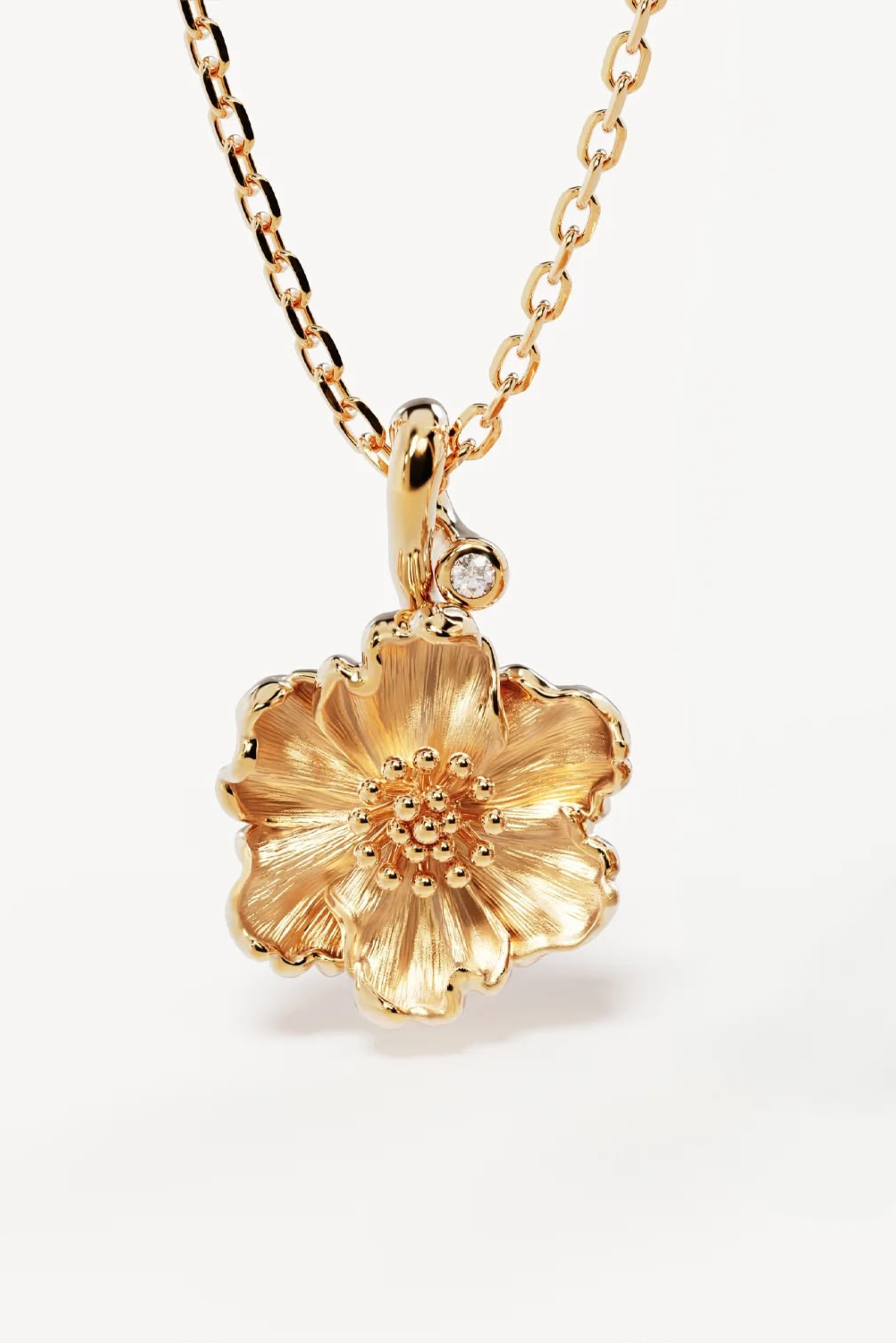 Birth Flower Necklace Poppy August - Gold