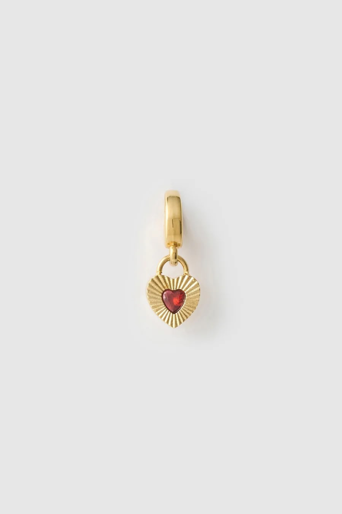 Ruby Heart Charm - Gold