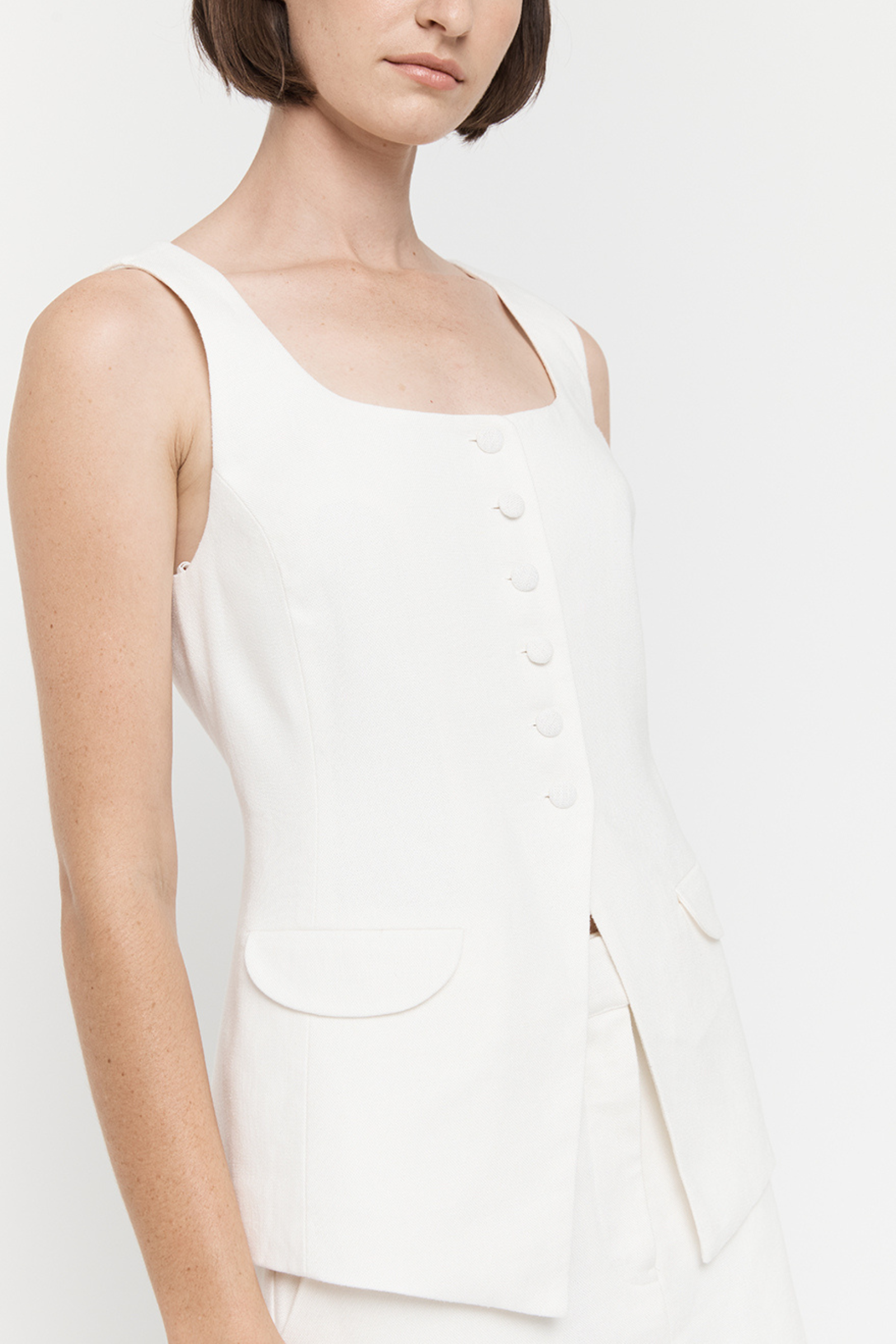 Anina Classic Waistcoat Top - White