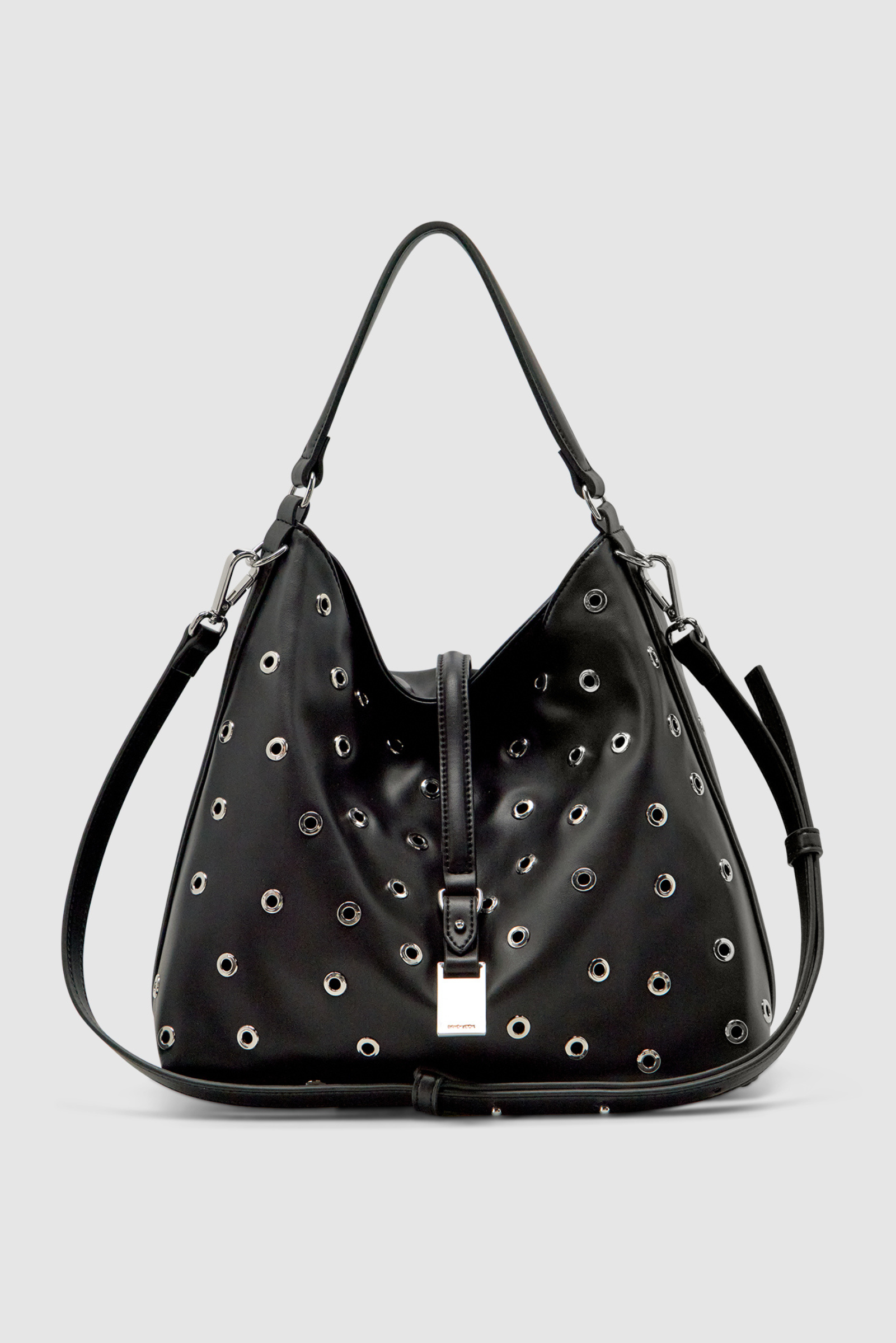 Josie Eyelet Bucket Bag - Black