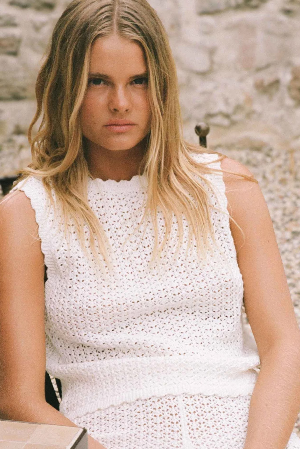 Pointelle Top - Seashell