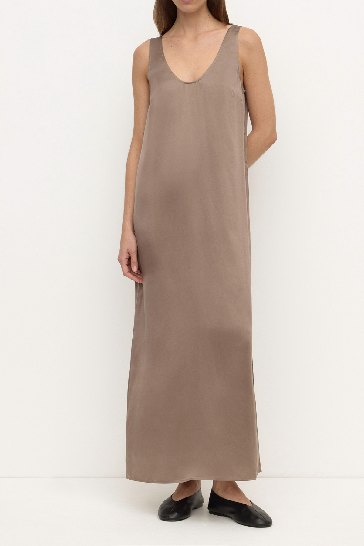 Pippa Silk Tank Dress - Dark Sand