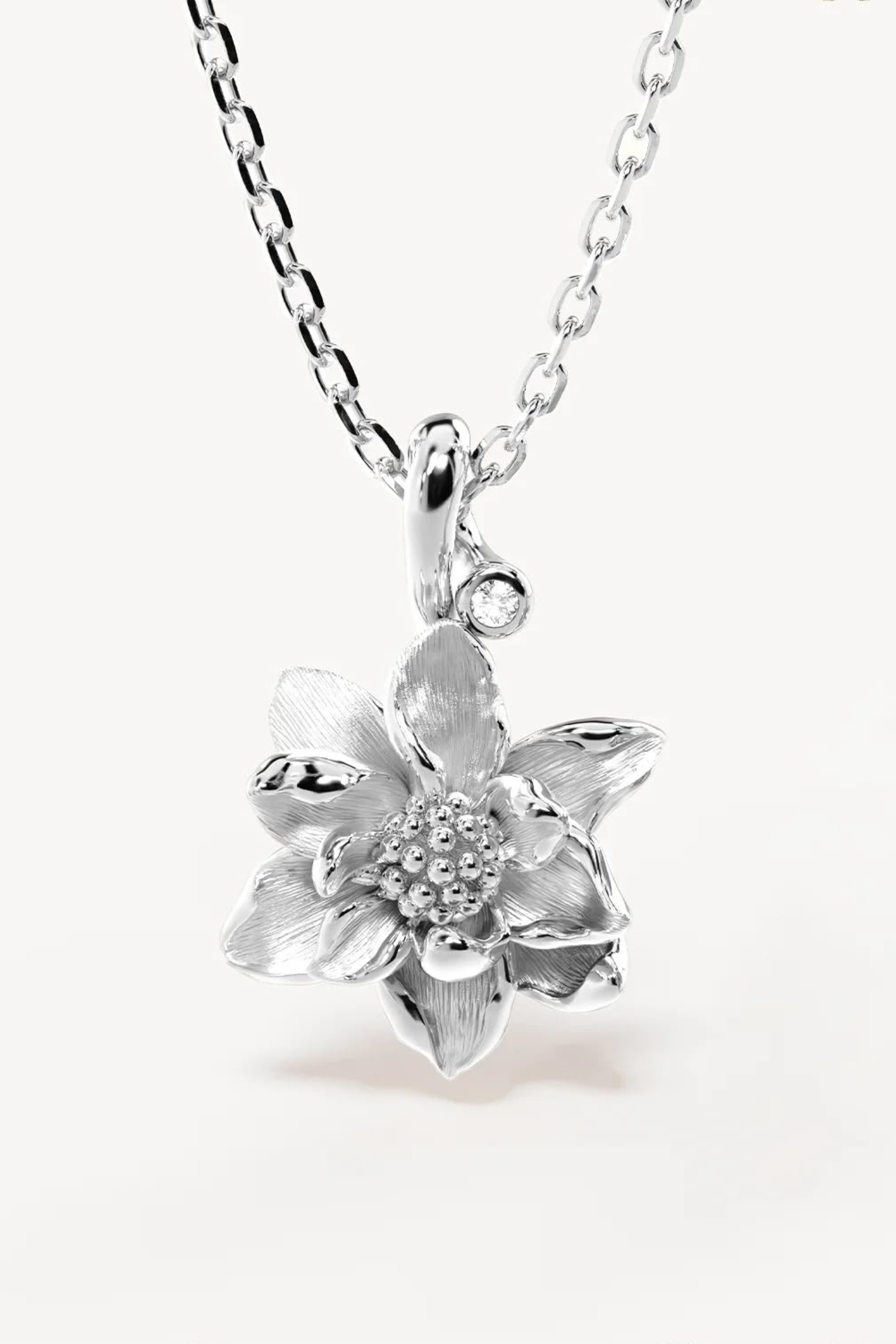 Birth Flower Necklace Water Lily July - Silver