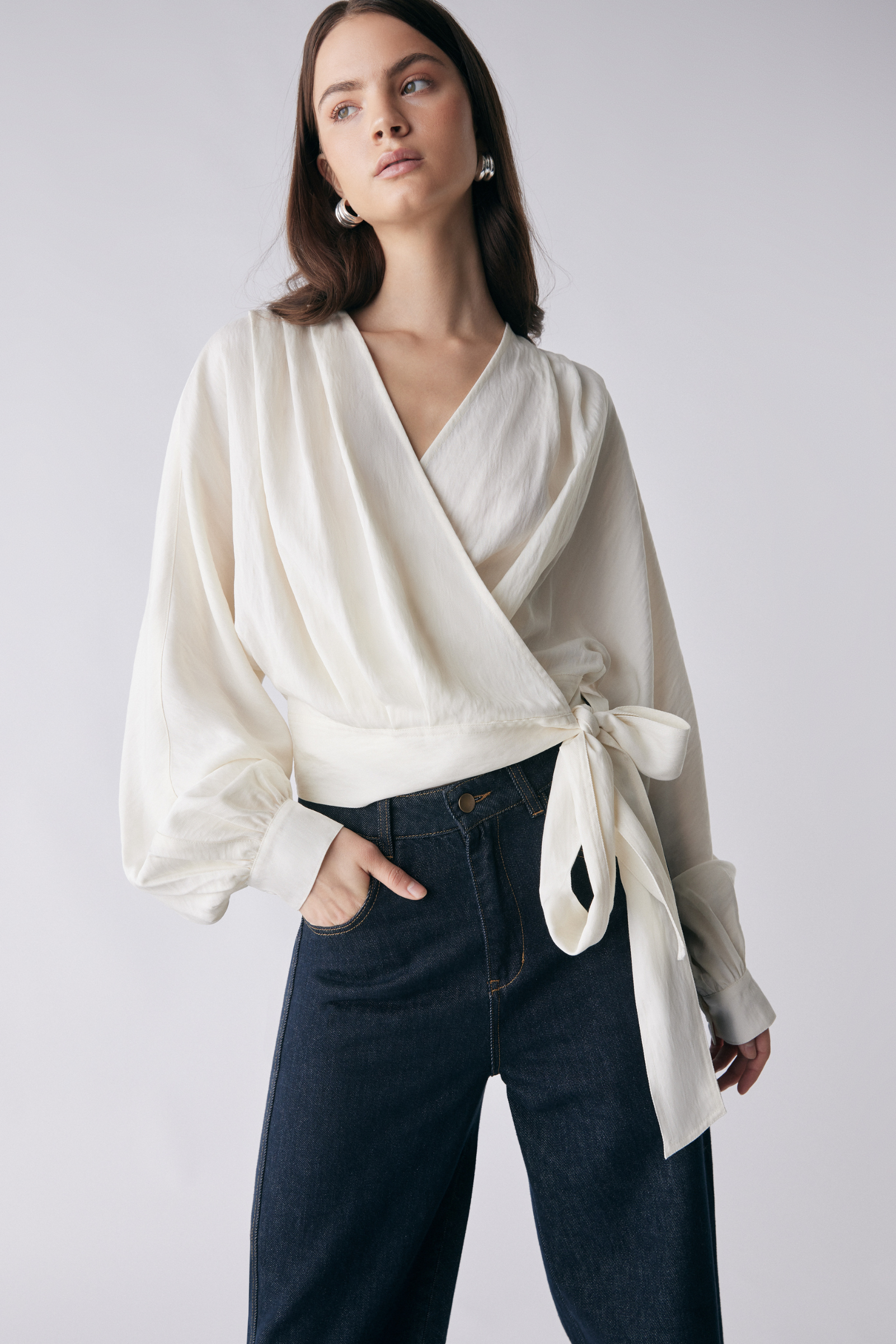 Hilton Side Tie Blouse - Ivory