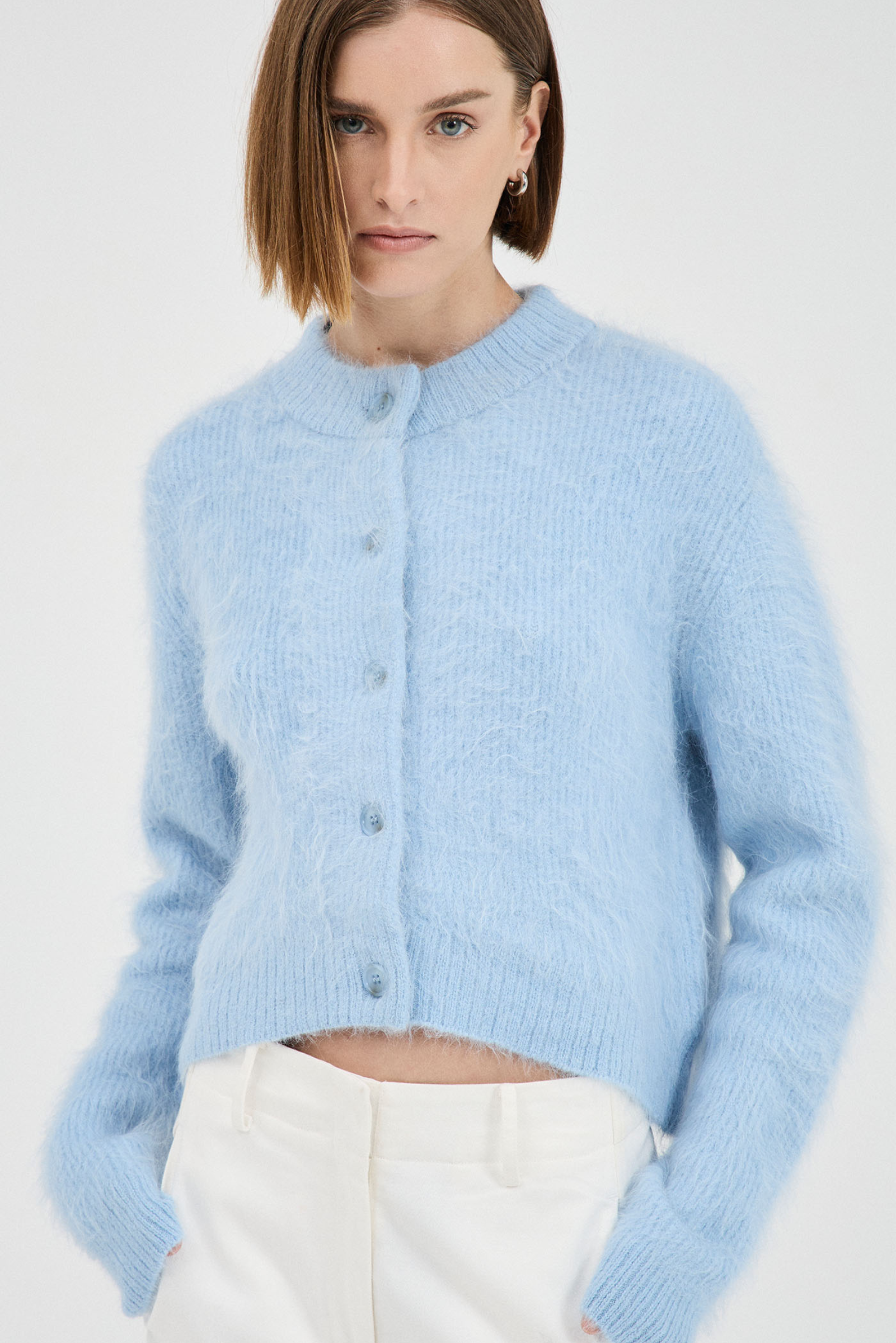 Beaujolais Fluffy Cardigan - Baby Blue