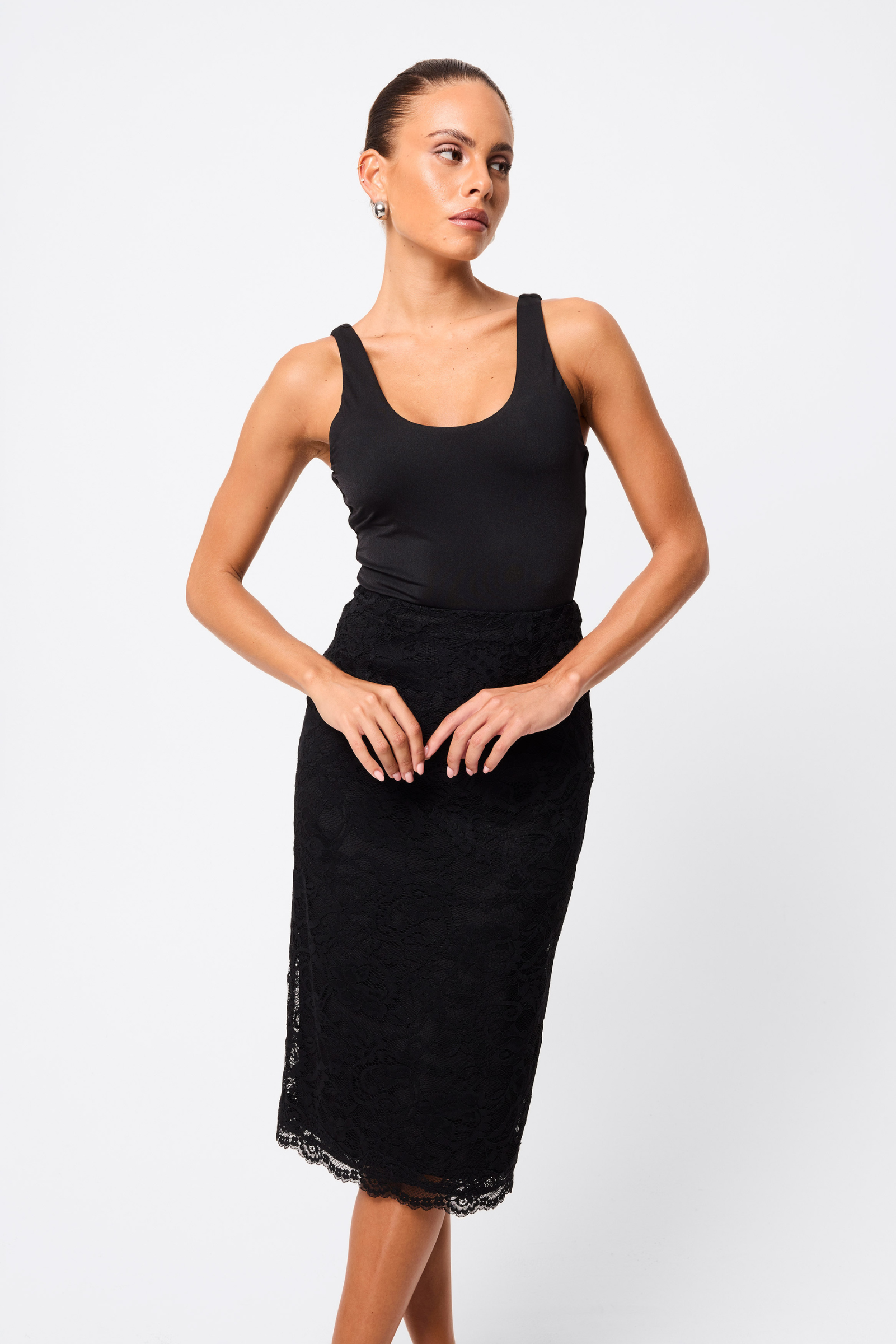 Laced In Love Pencil Skirt - Black