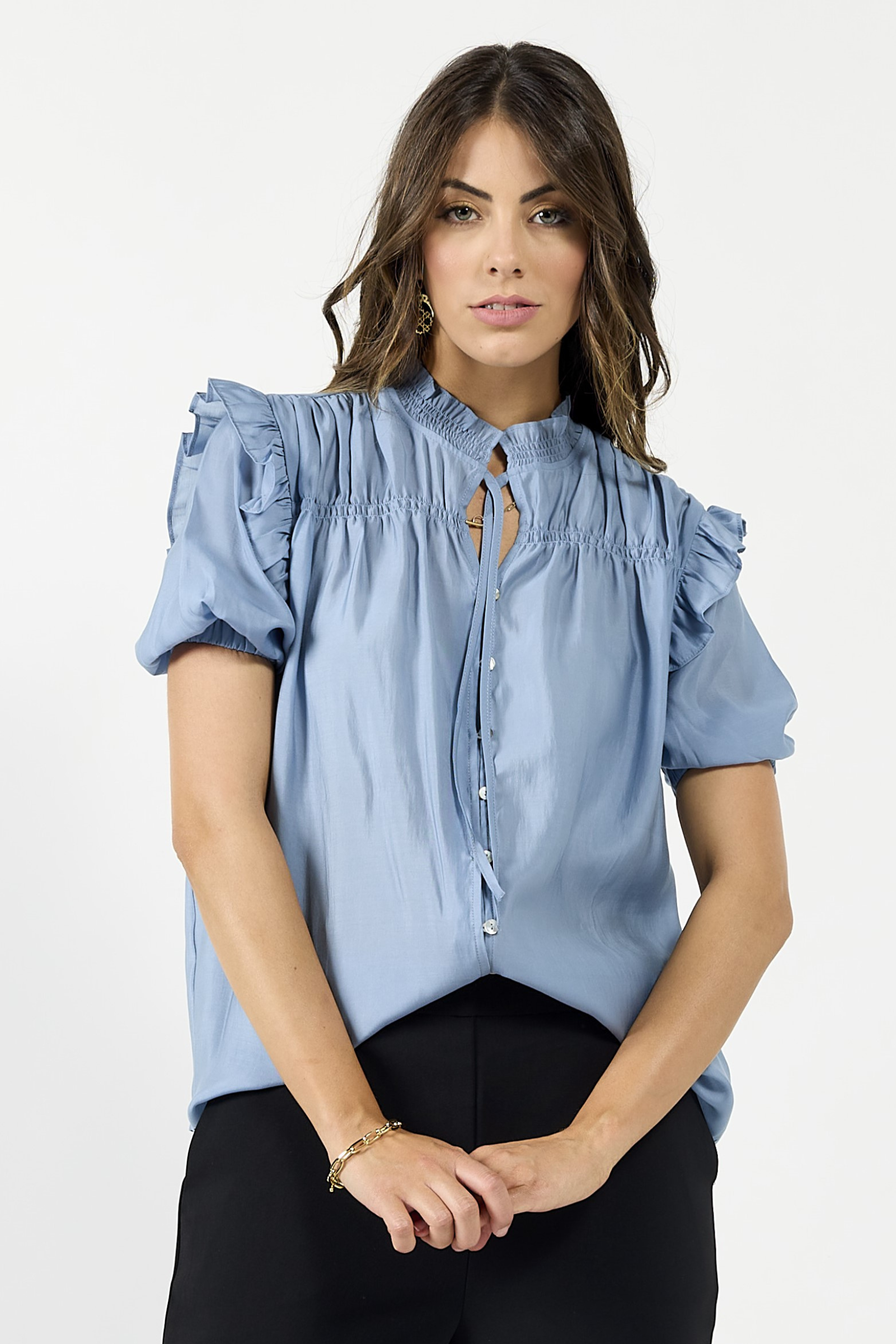 Bianca Blouse - Dusky Blue