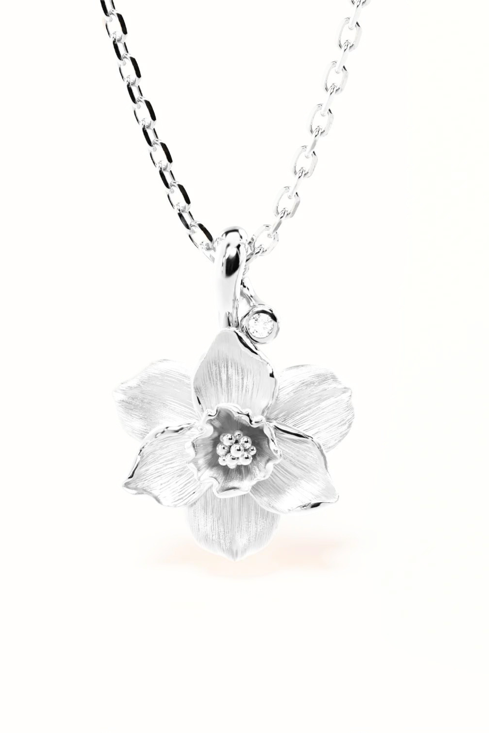 Birth Flower Necklace Narcissus December - Silver