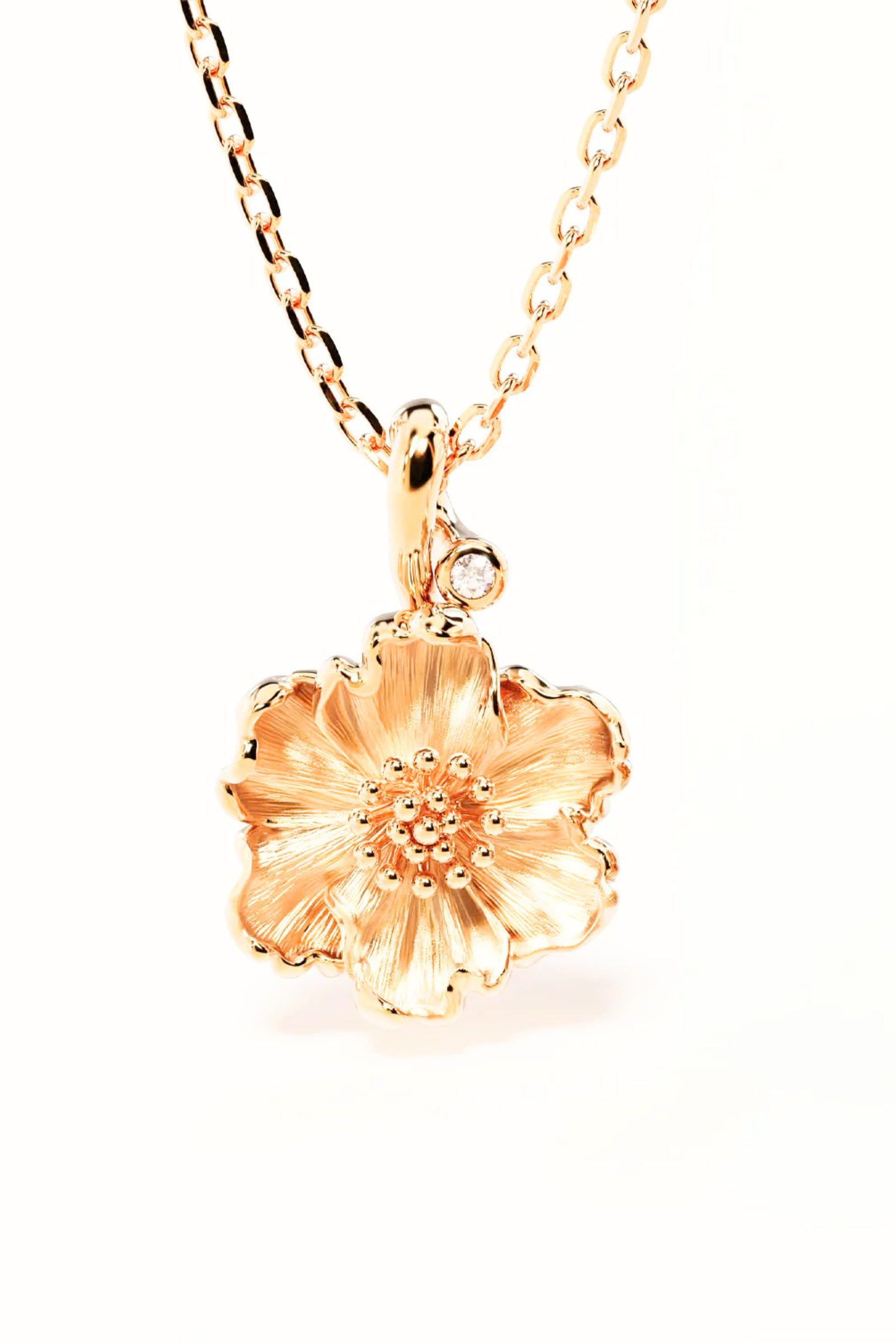Birth Flower Necklace Peony November - Gold