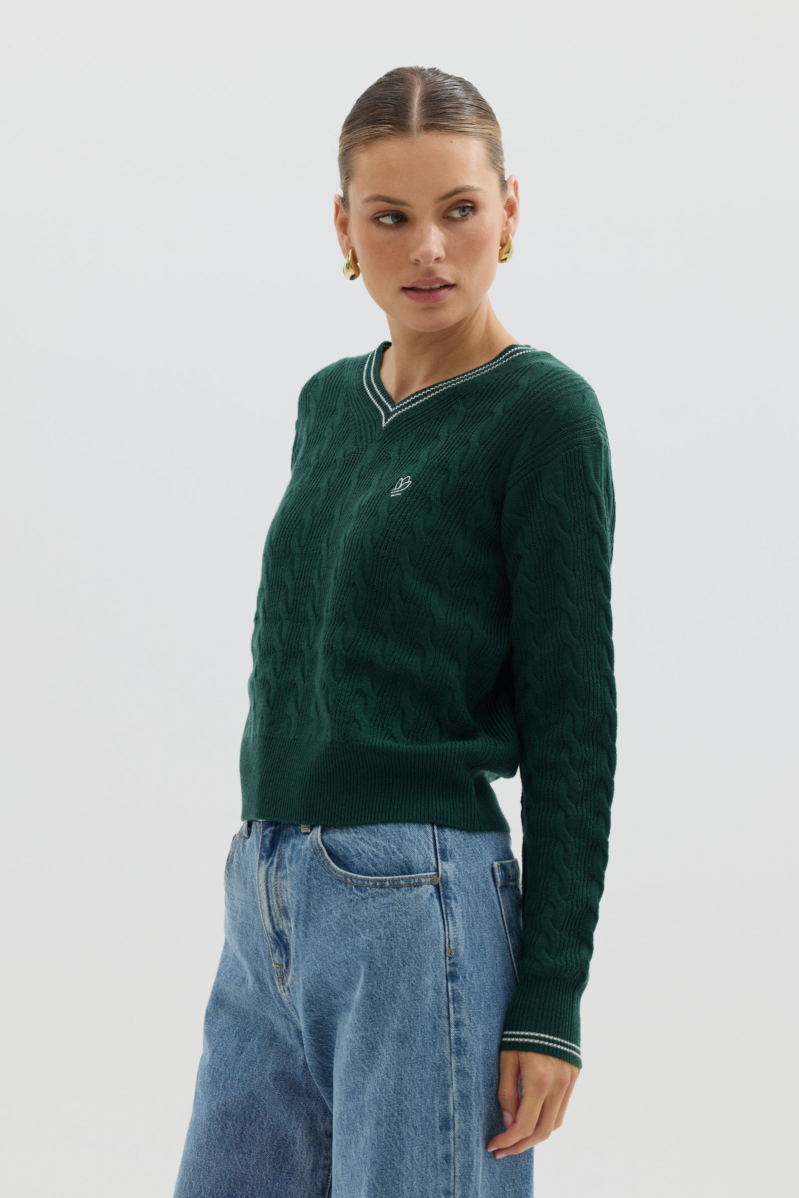 Cable Sweater - Moss