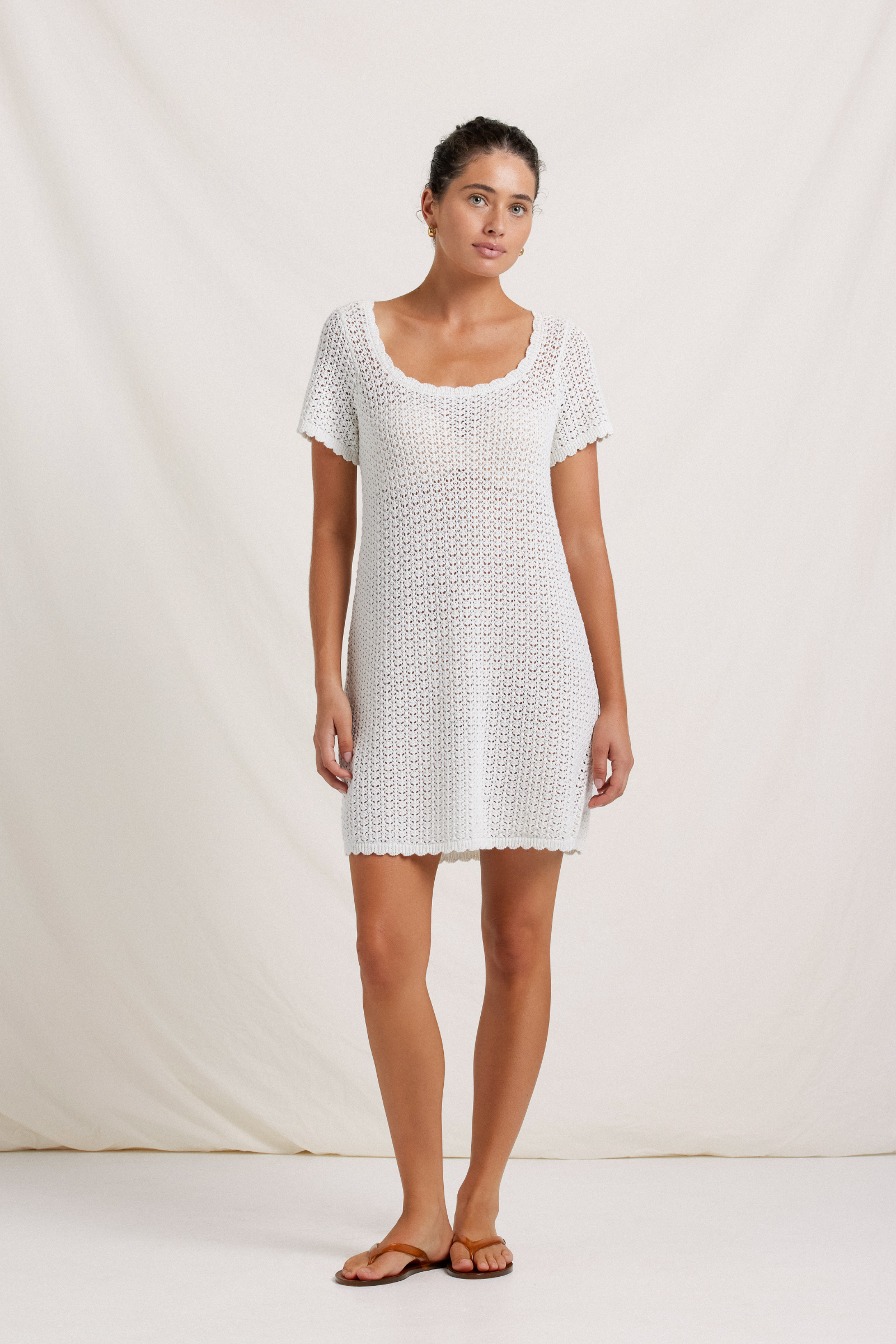 Pointelle Mini Dress - Seashell