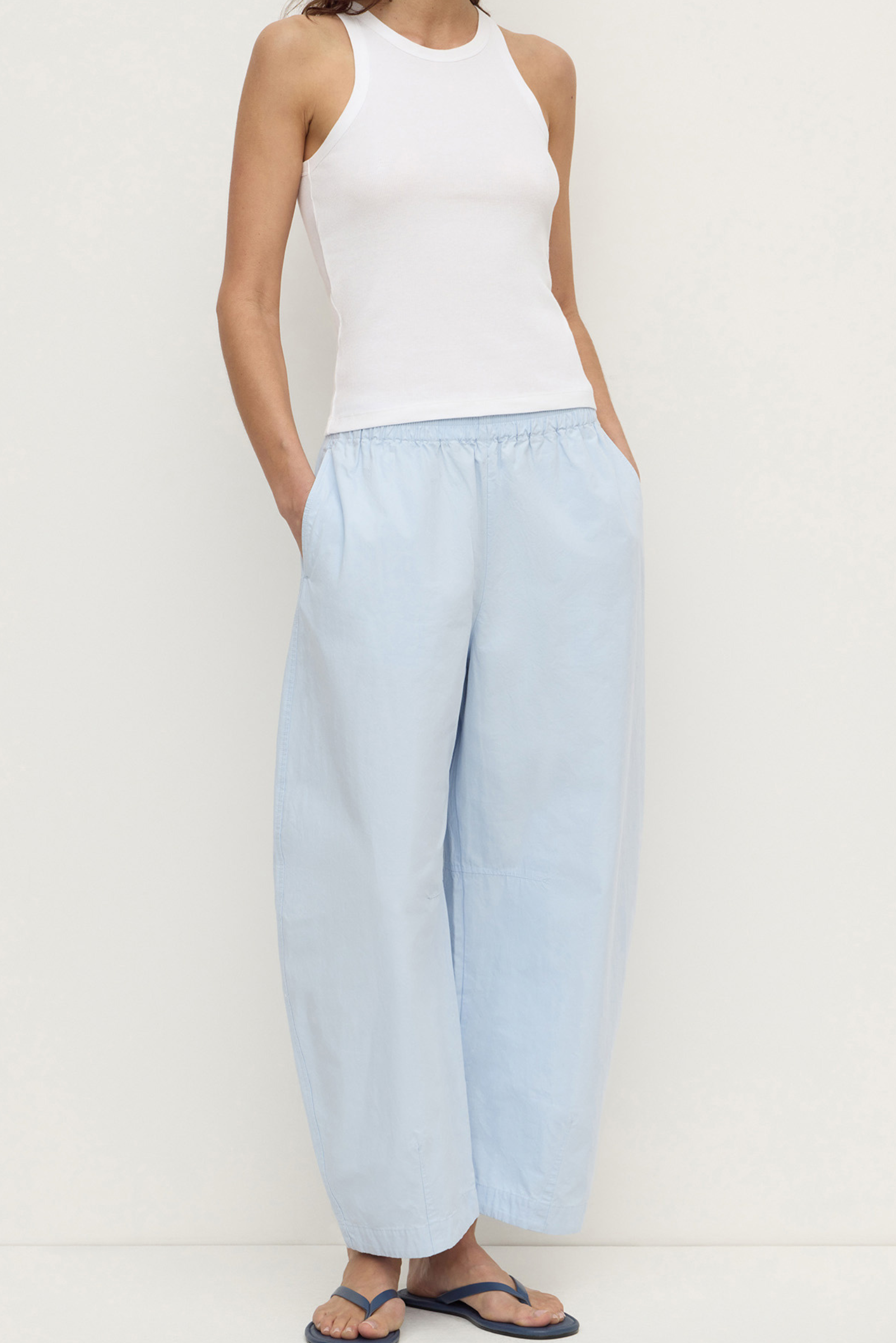 Elaine Washed Cotton Pants - Powder Blue