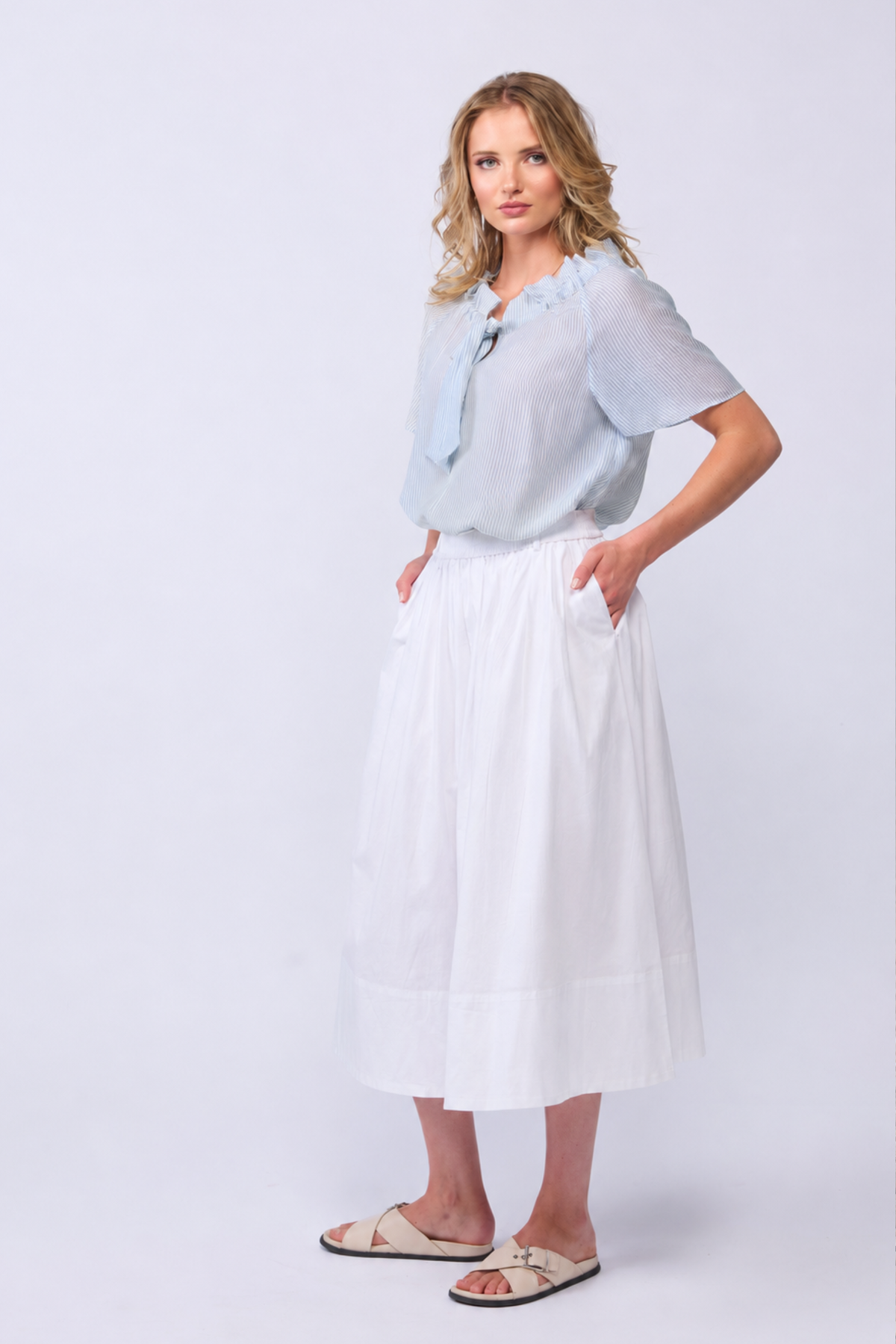 Esme Blouse - Powder Stripe