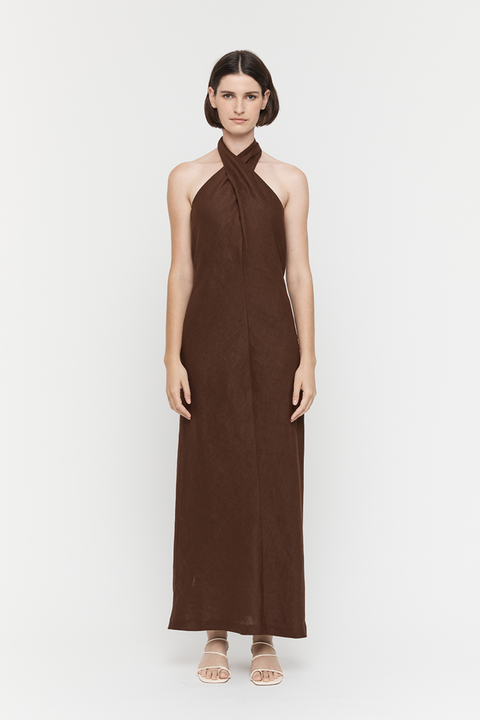 Cross Over/Halter Dress - Chocolate