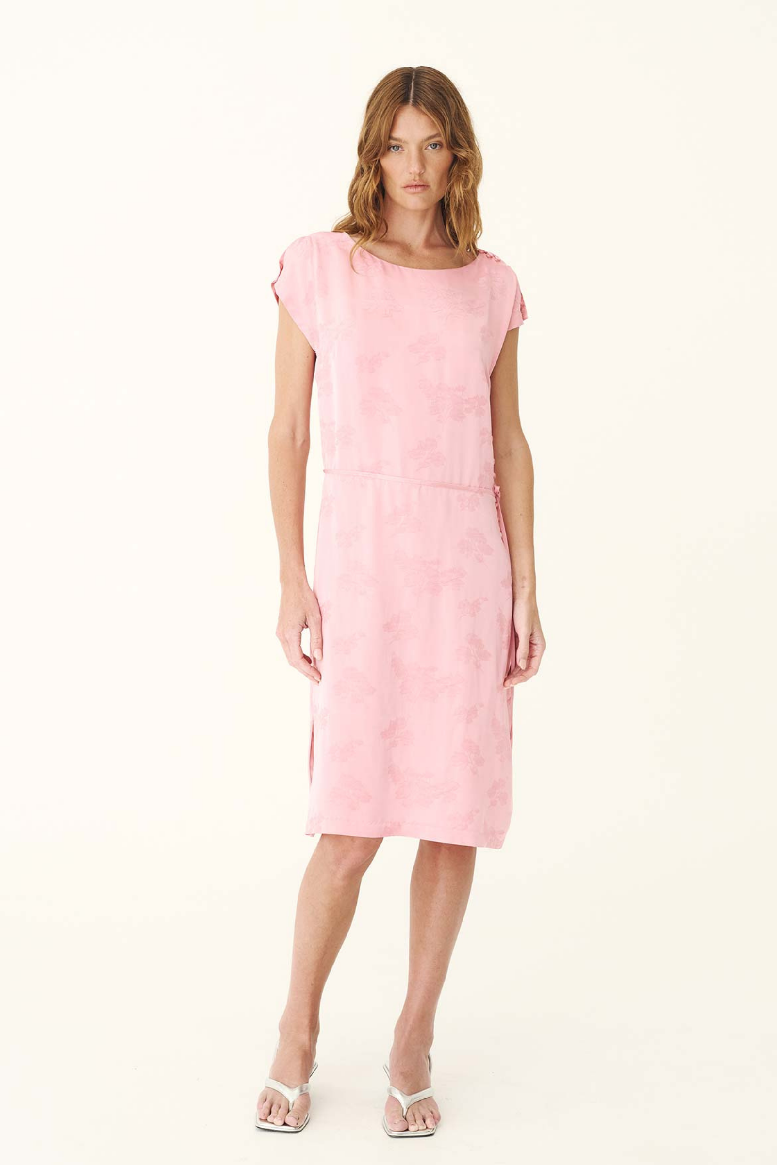 Carla Jacquard Midi Dress - Petal Pink