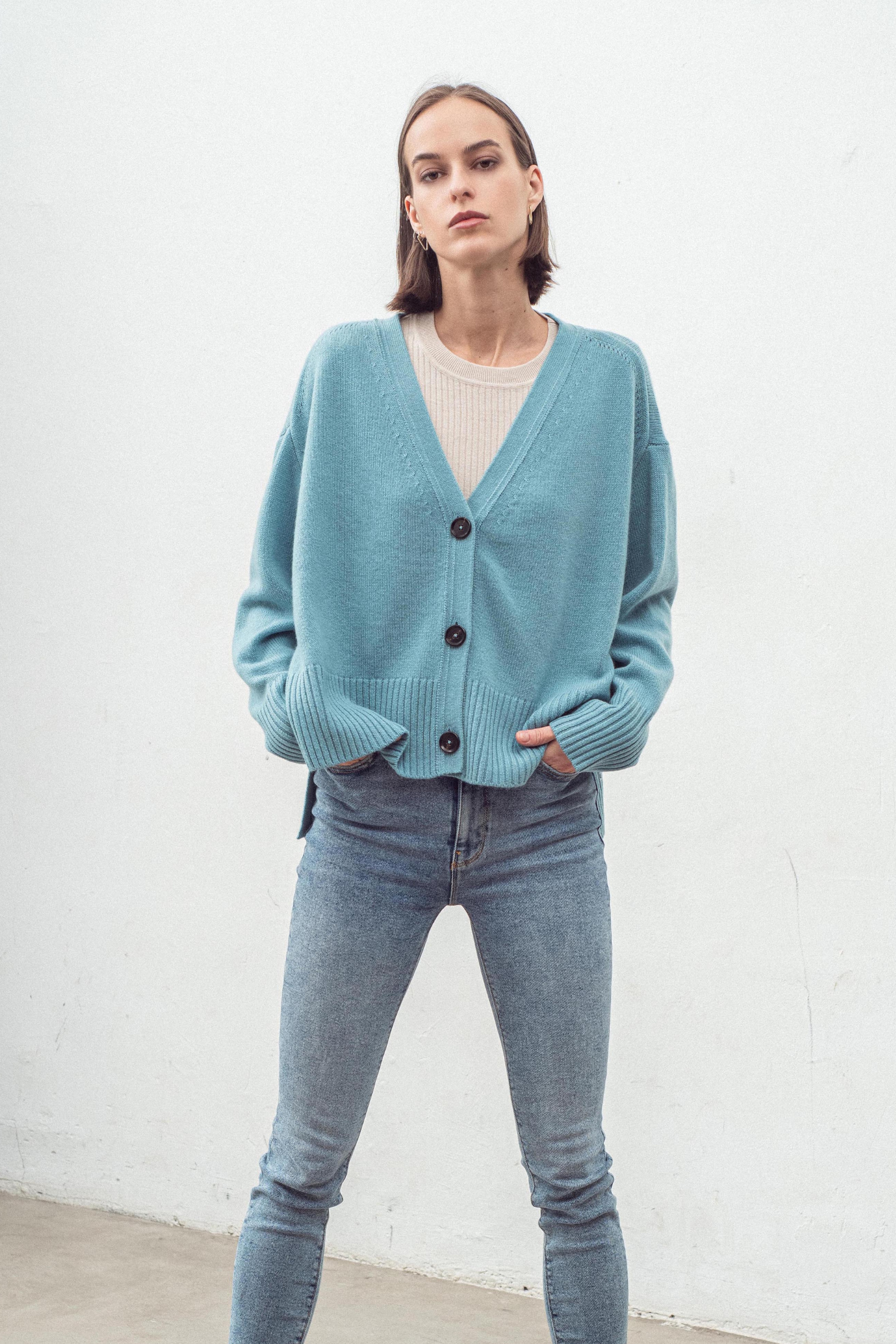 Cashmere Blend Cardigan N.99W - Sicily Blue