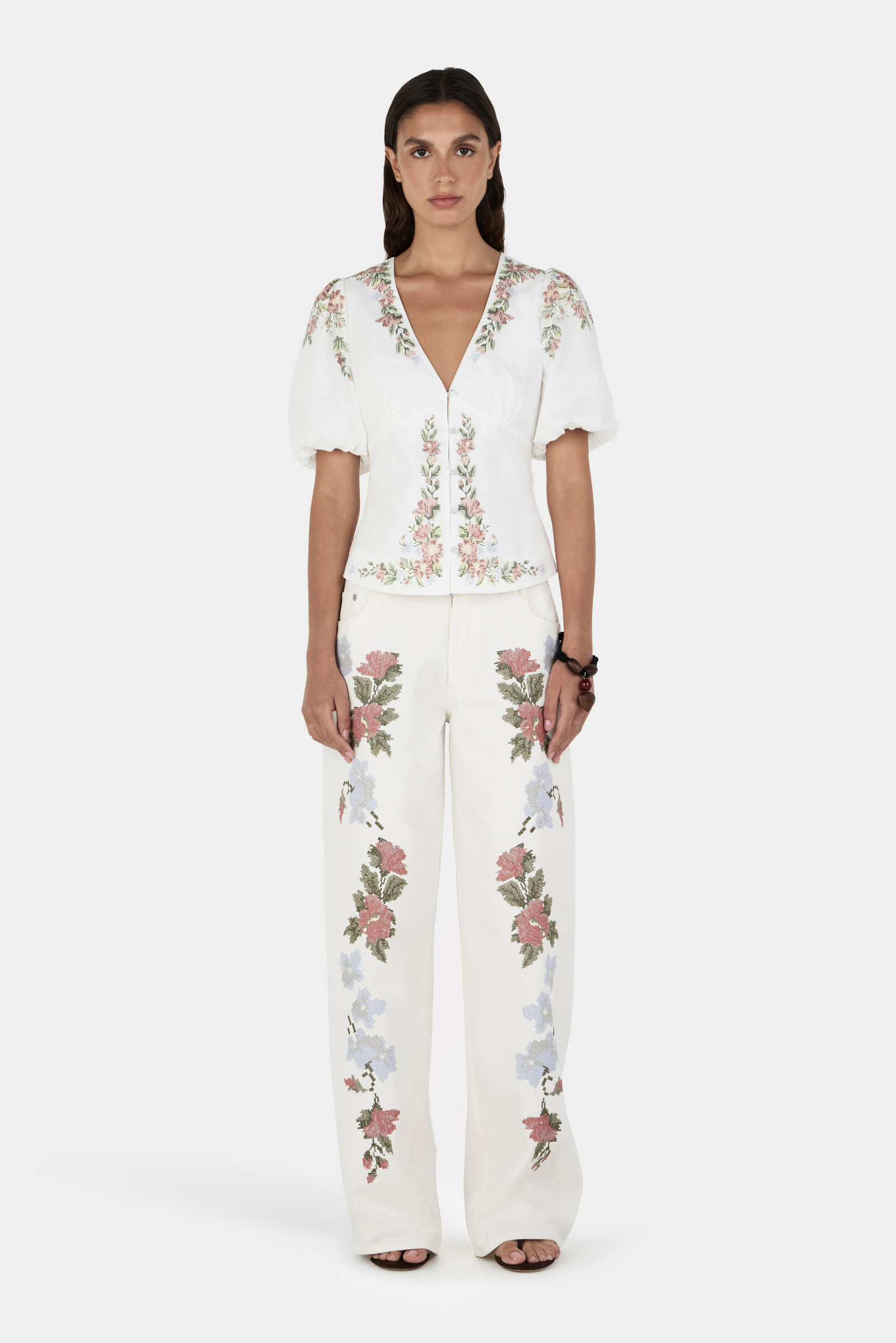 Scout Embroidered Pants -  Cross Stitch