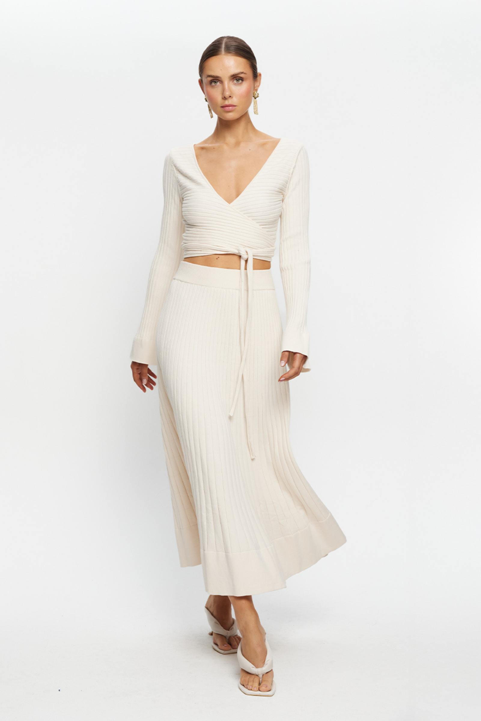 Daphne Rib Knit Skirt - Cream