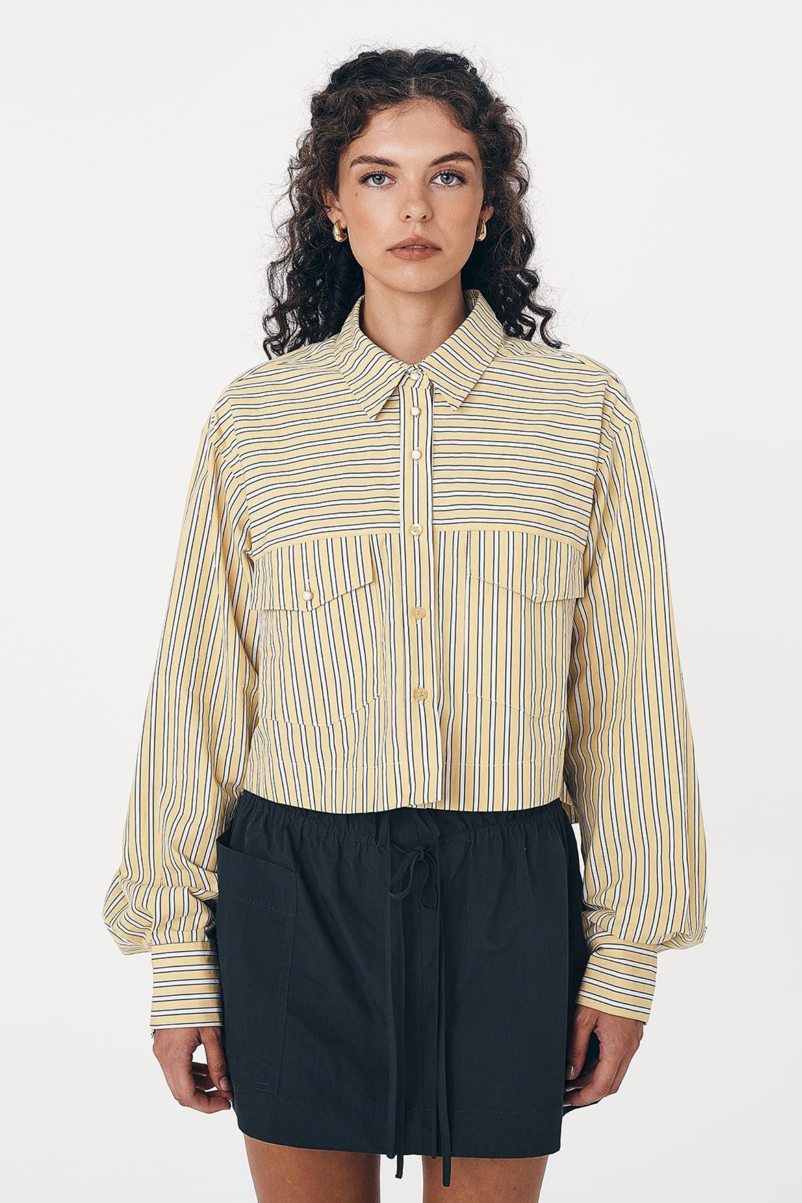 Cole Stripe Crop Shirt - Sunflower