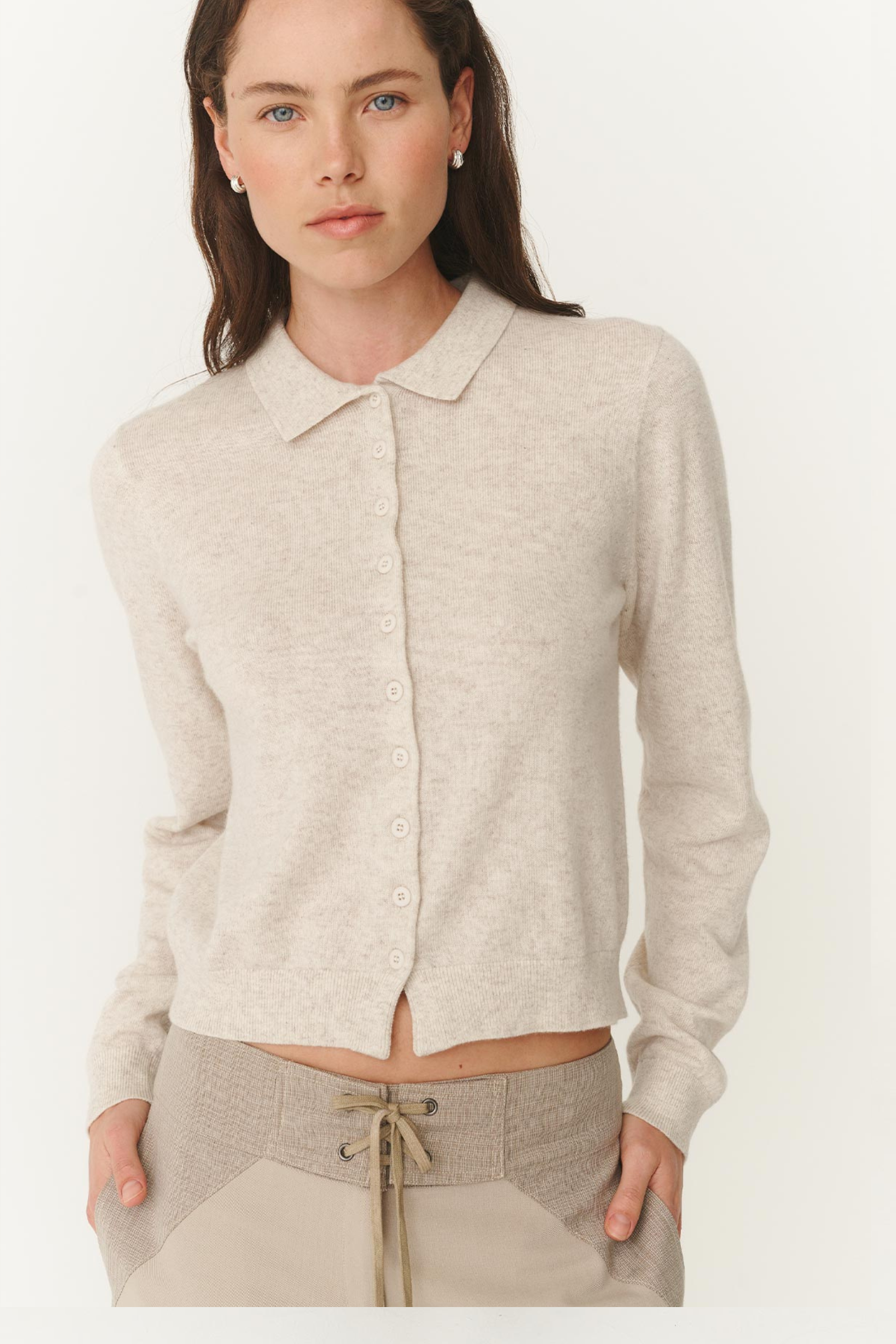 Celia Merino Knit Cardigan - Oat Marle