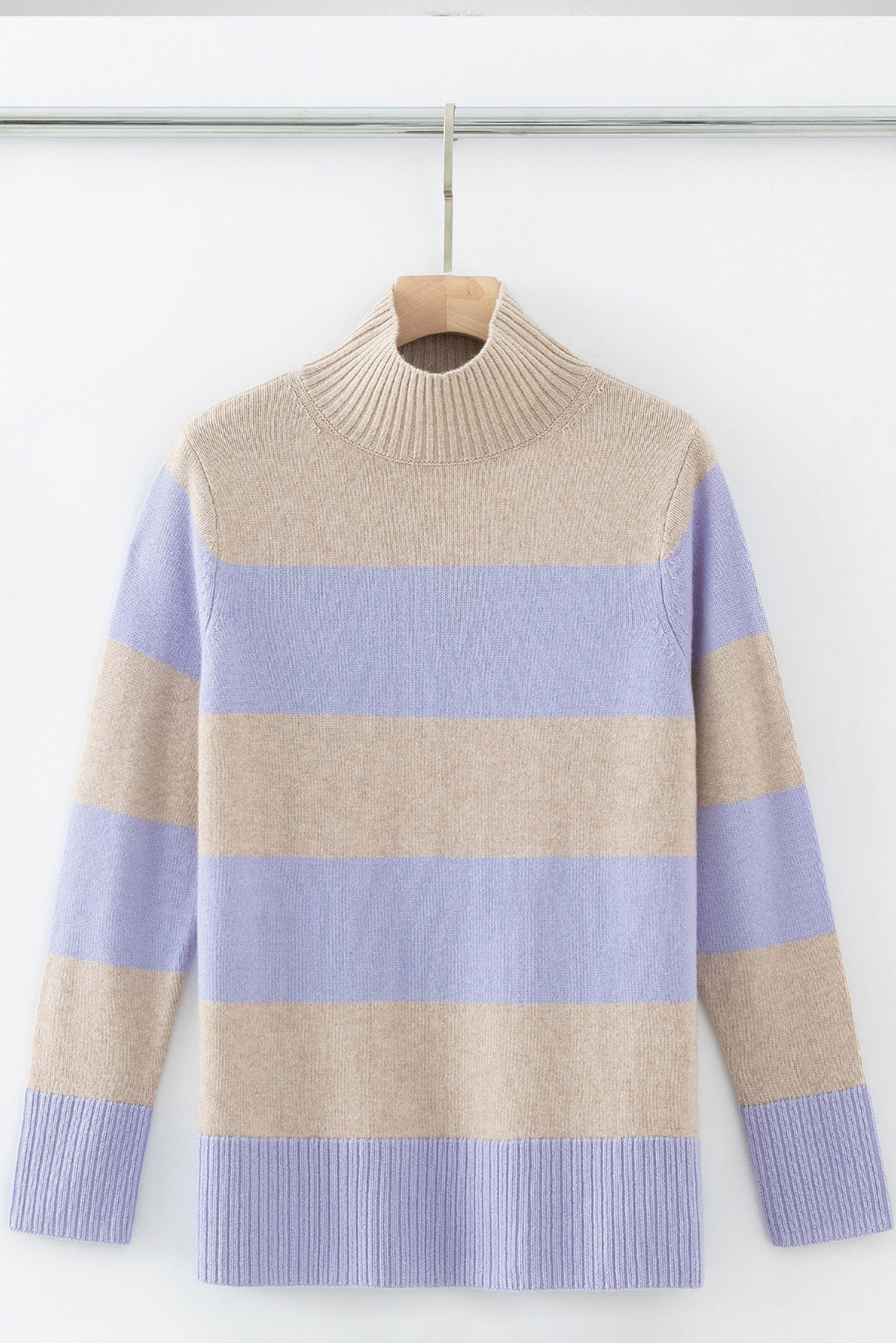 Cashmere Blend Striped Jumper N.06  - Champagne/Iris