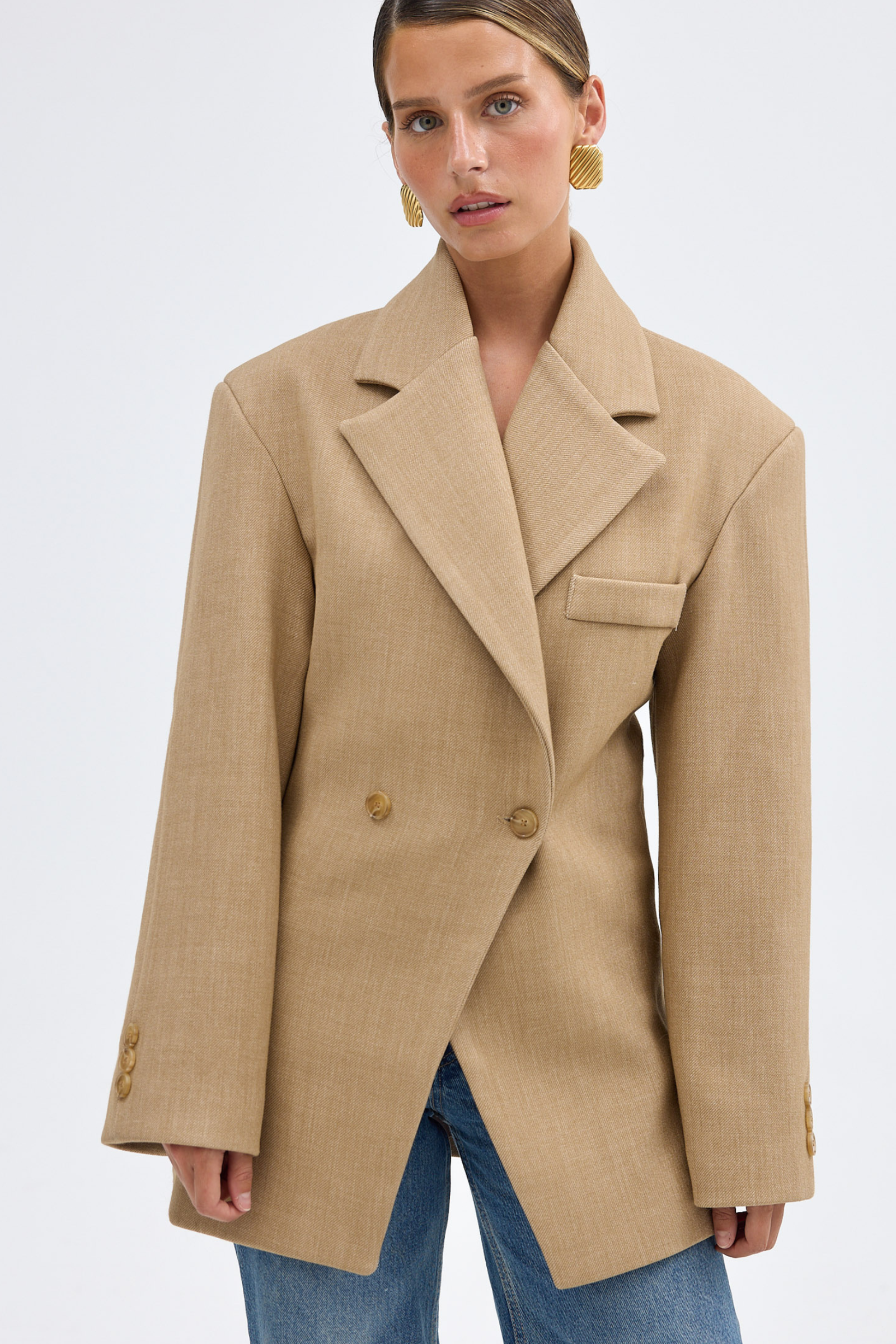 Cinched Blazer - Caramel