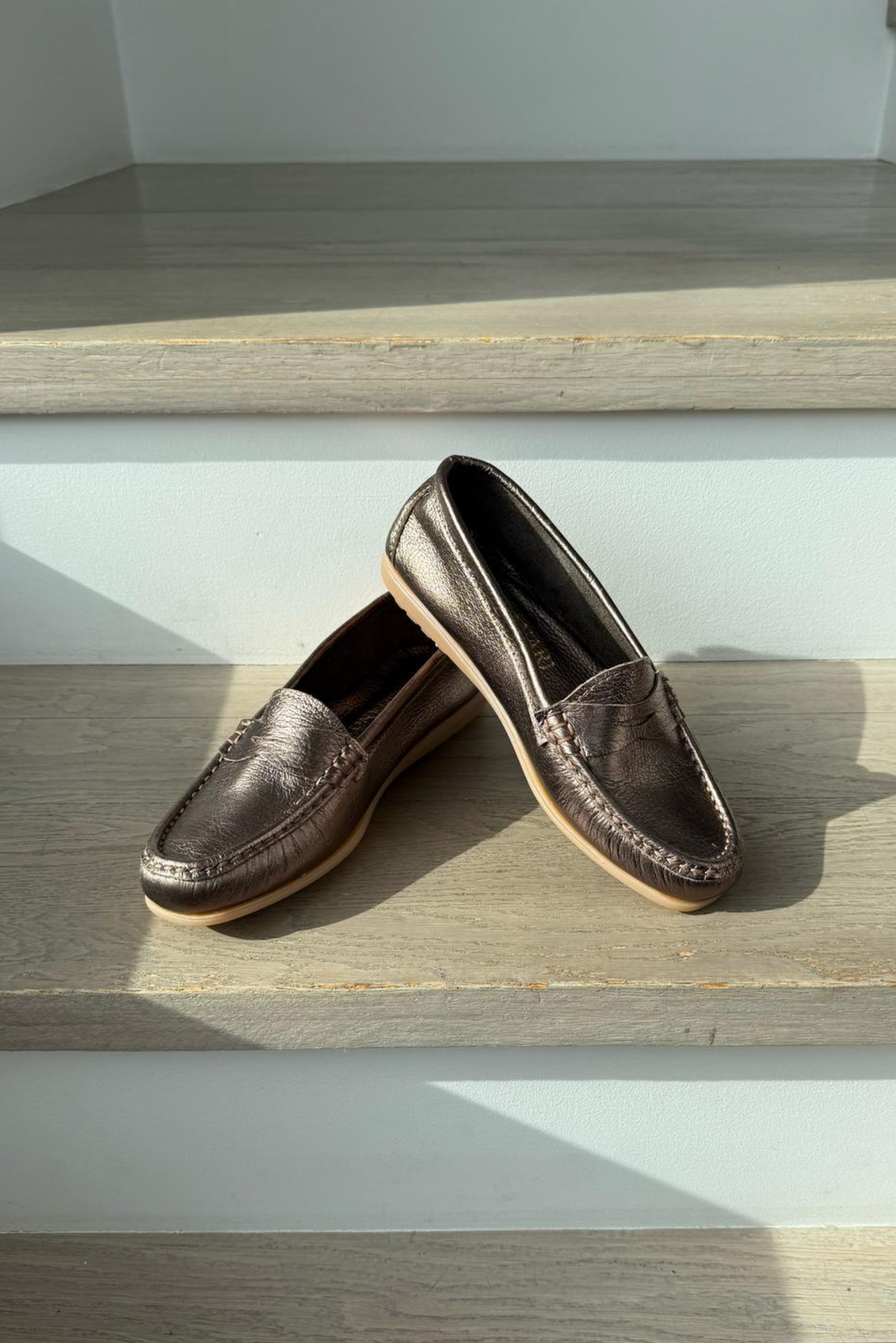 Italian Leather Loafers - Bronze