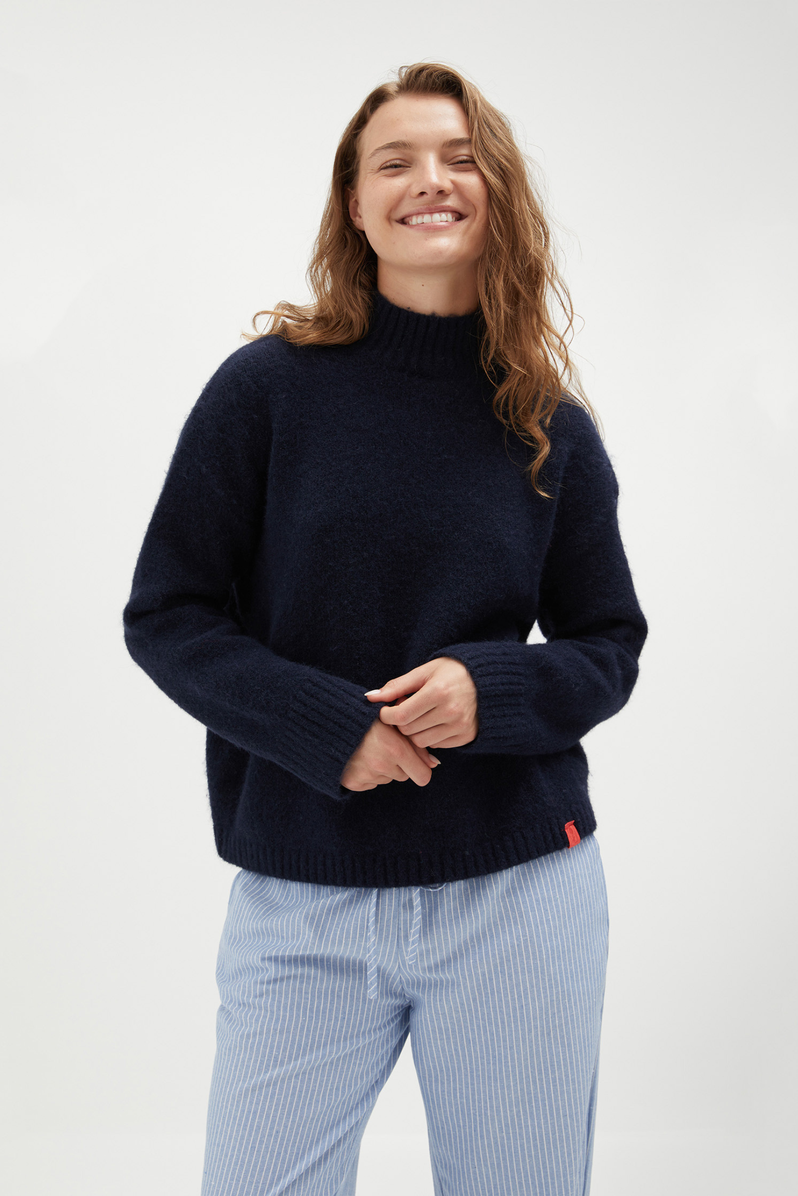 Mock Neck Knit - Navy