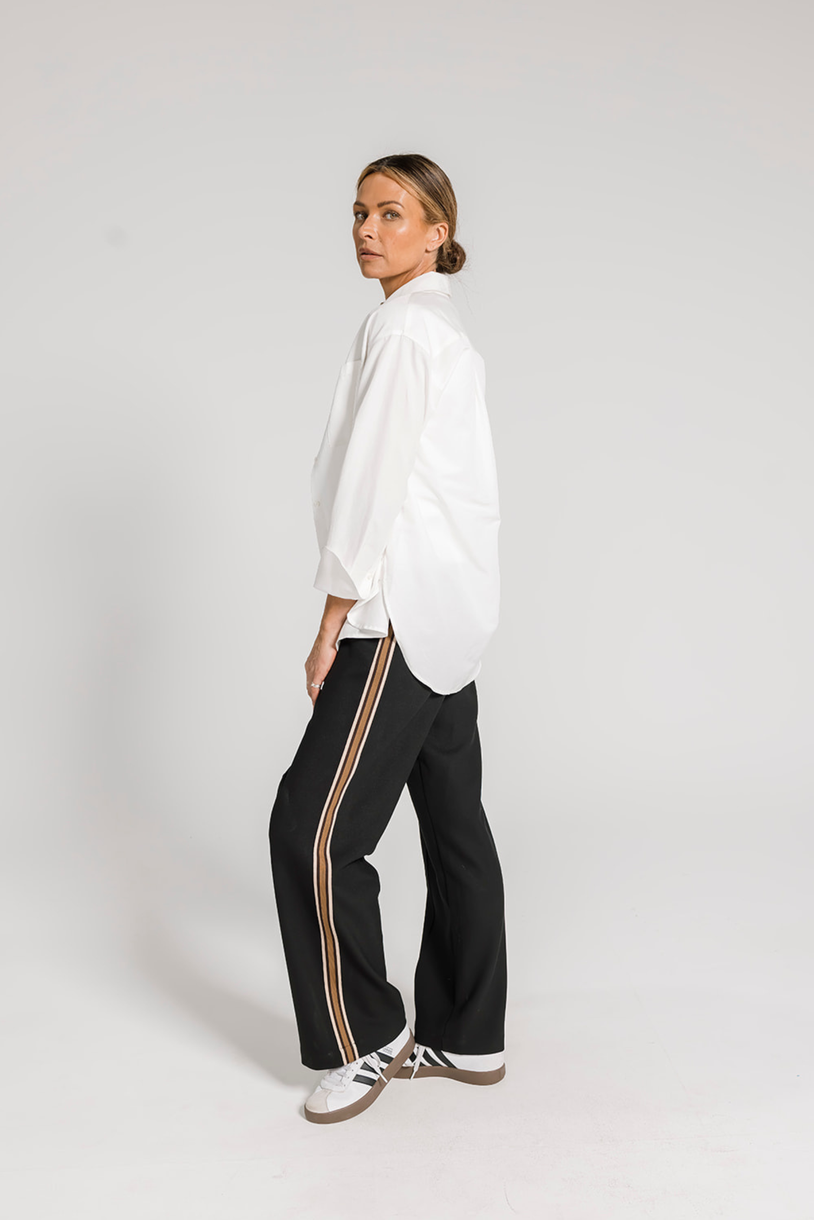 Riley Pants - Black & Coffee Stripe
