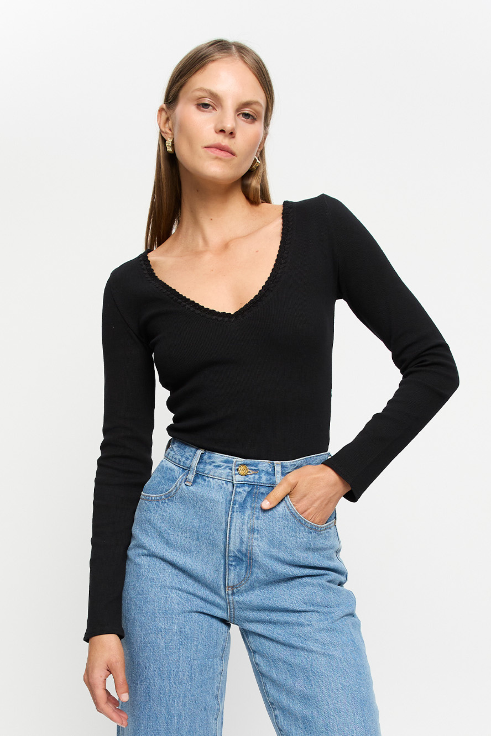 Tallulah V Neck Top - Black